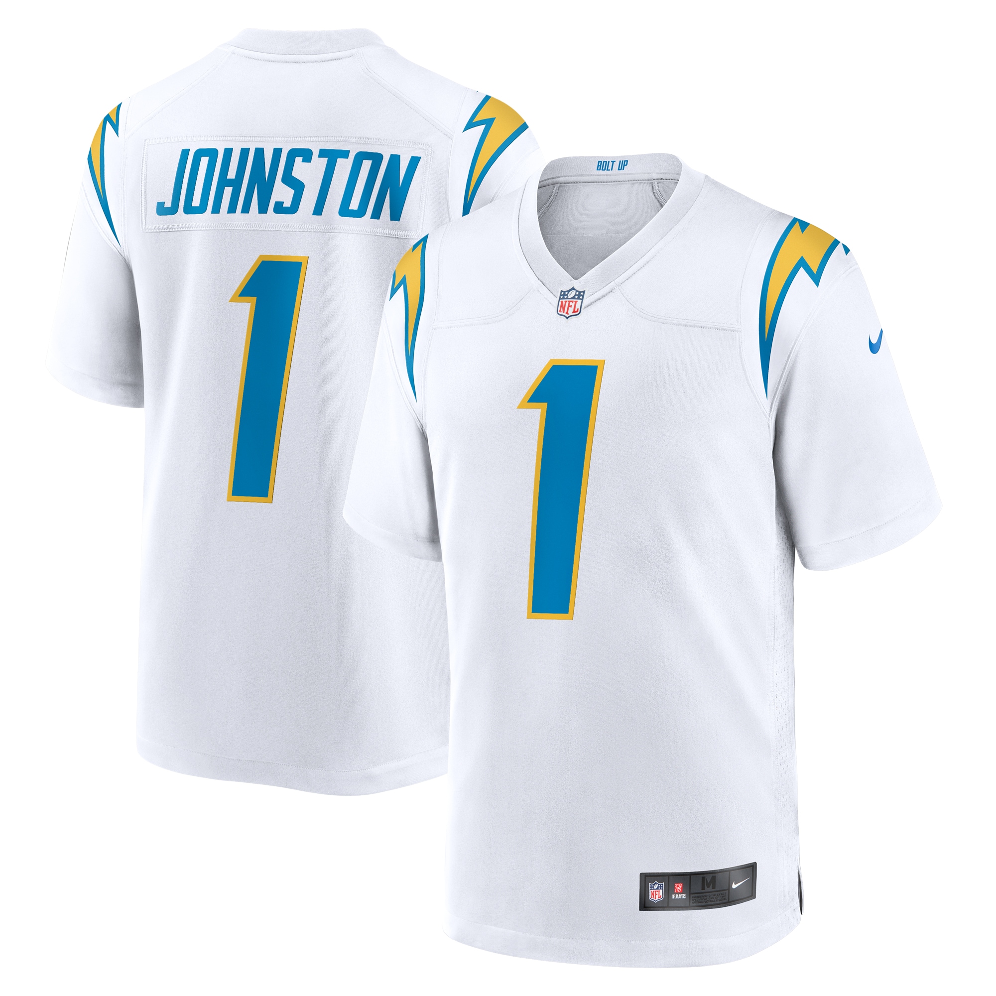 Men's Los Angeles Chargers Quentin Johnston White Away Game Jersey JS5431 Saliibo