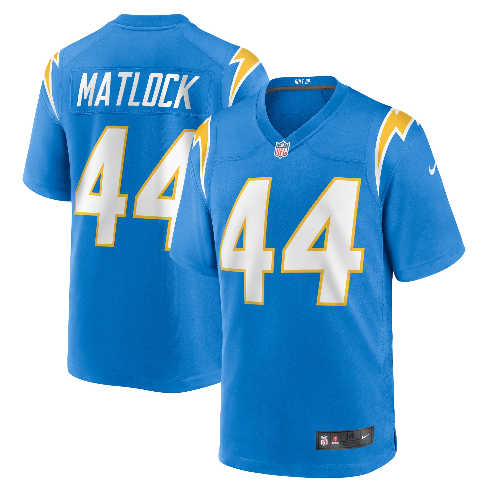 Men's Los Angeles Chargers Scott Matlock Powder Blue Team Game Jersey JS7449 Saliibo