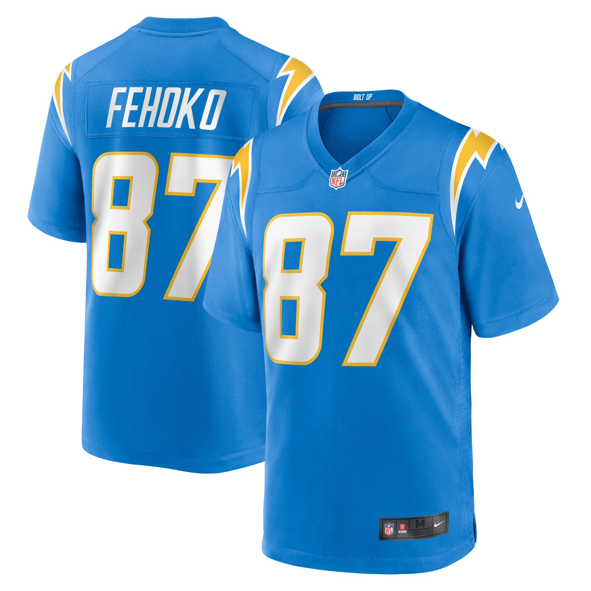 Men's Los Angeles Chargers Simi Fehoko Powder Blue Game Jersey JS7566 Saliibo