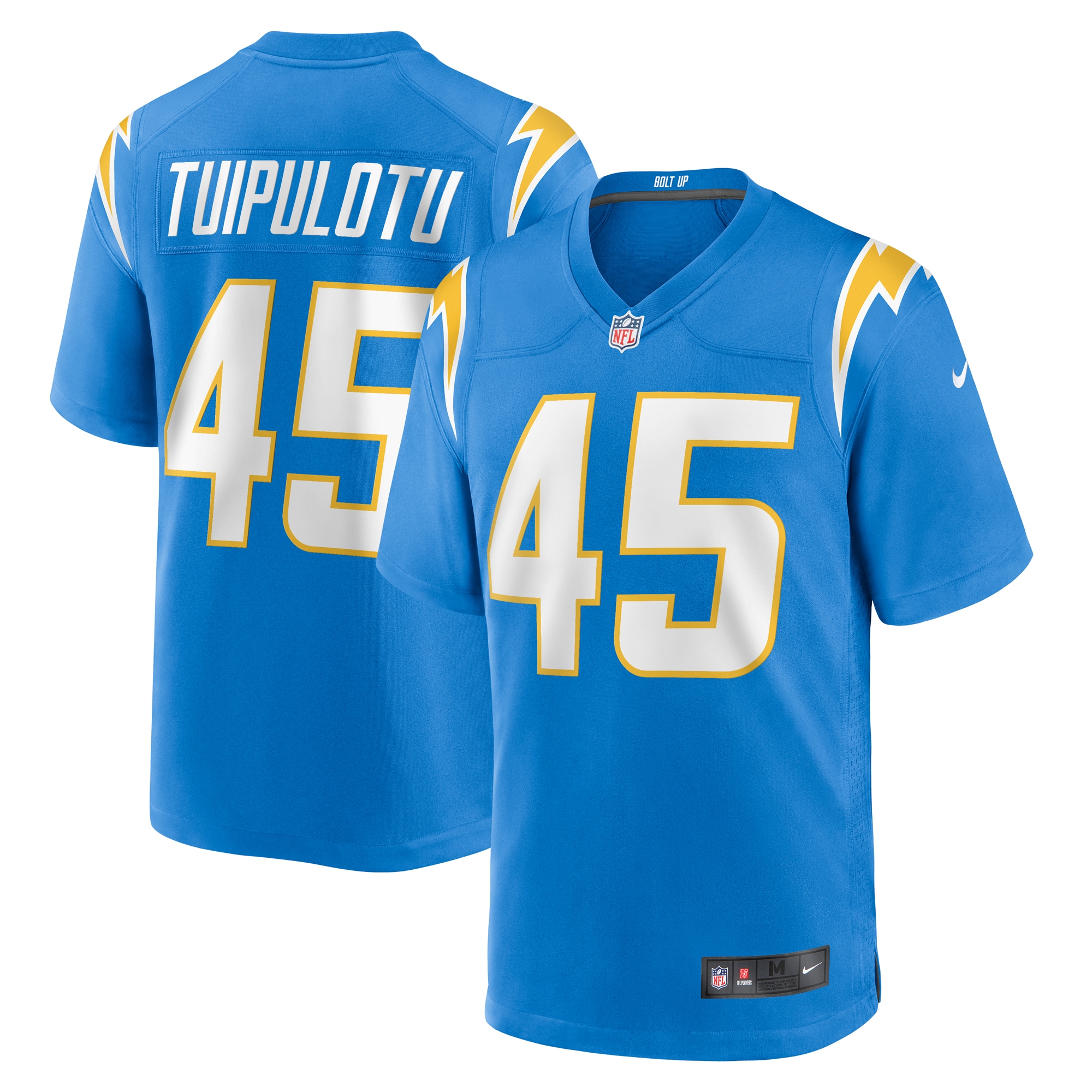 Men's Los Angeles Chargers Tuli Tuipulotu Powder Blue Team Game Jersey JS3792 Saliibo