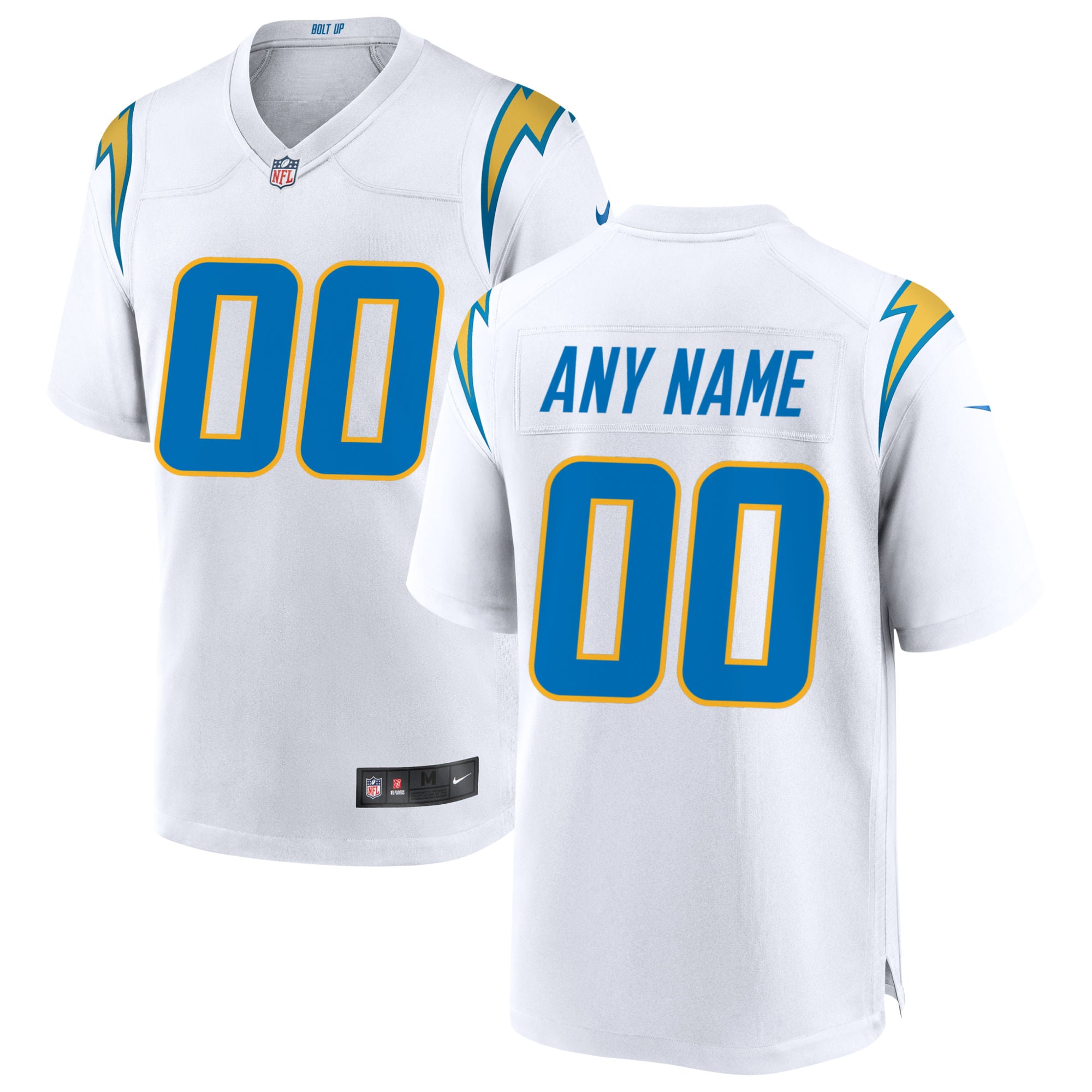 Men's Los Angeles Chargers White Custom Game Jersey JS5379 Saliibo