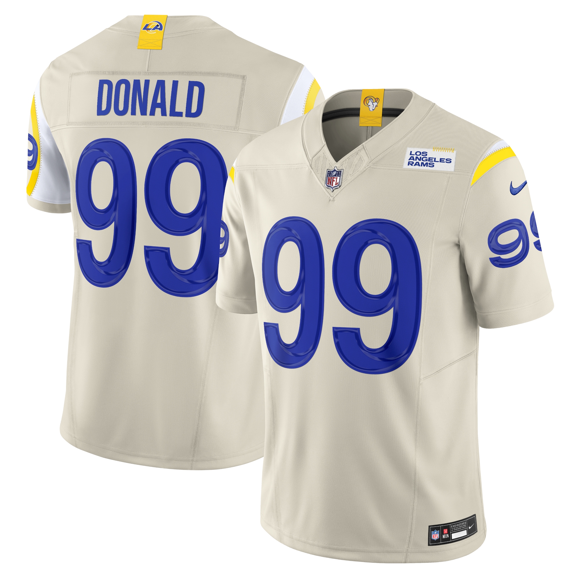 Men's Los Angeles Rams Aaron Donald Bone Alternate Vapor F.U.S.E. Limited Jersey JS4807 Saliibo