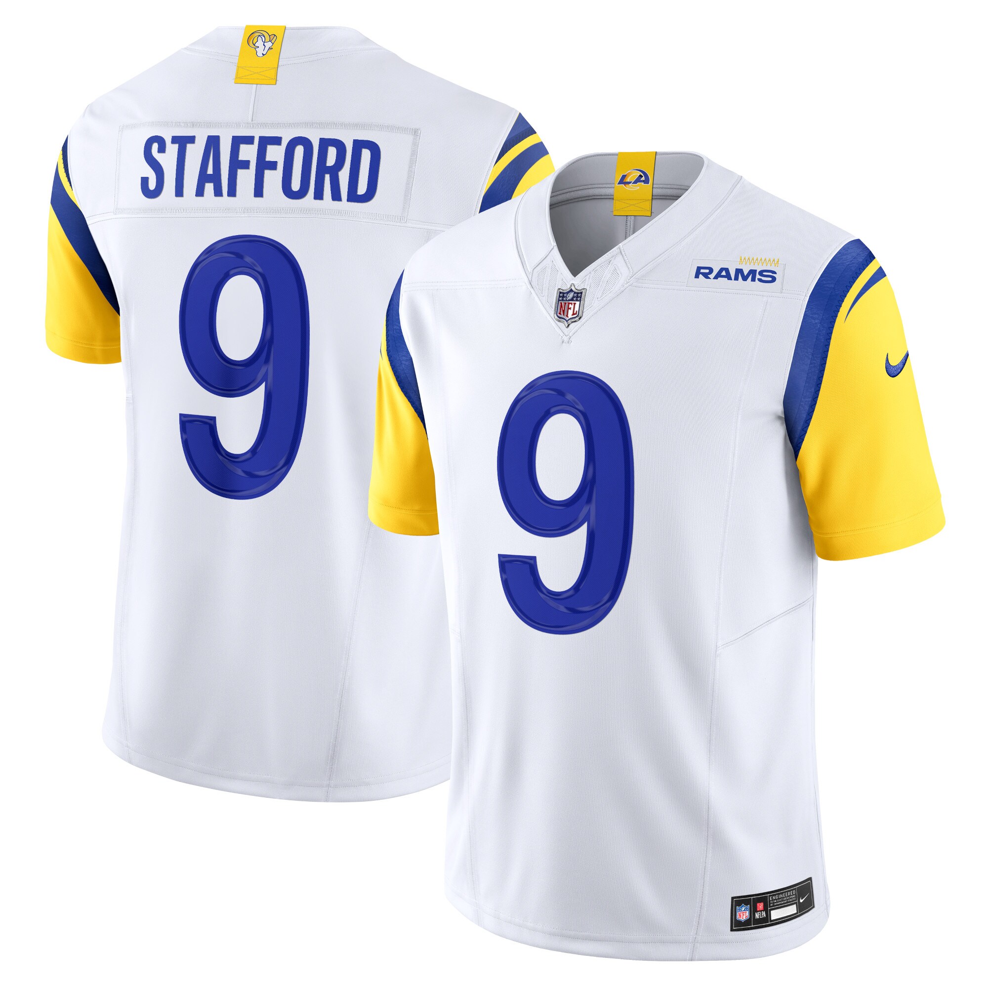 Men's Los Angeles Rams Matthew Stafford White Vapor F.U.S.E. Limited Jersey JS7536 Saliibo
