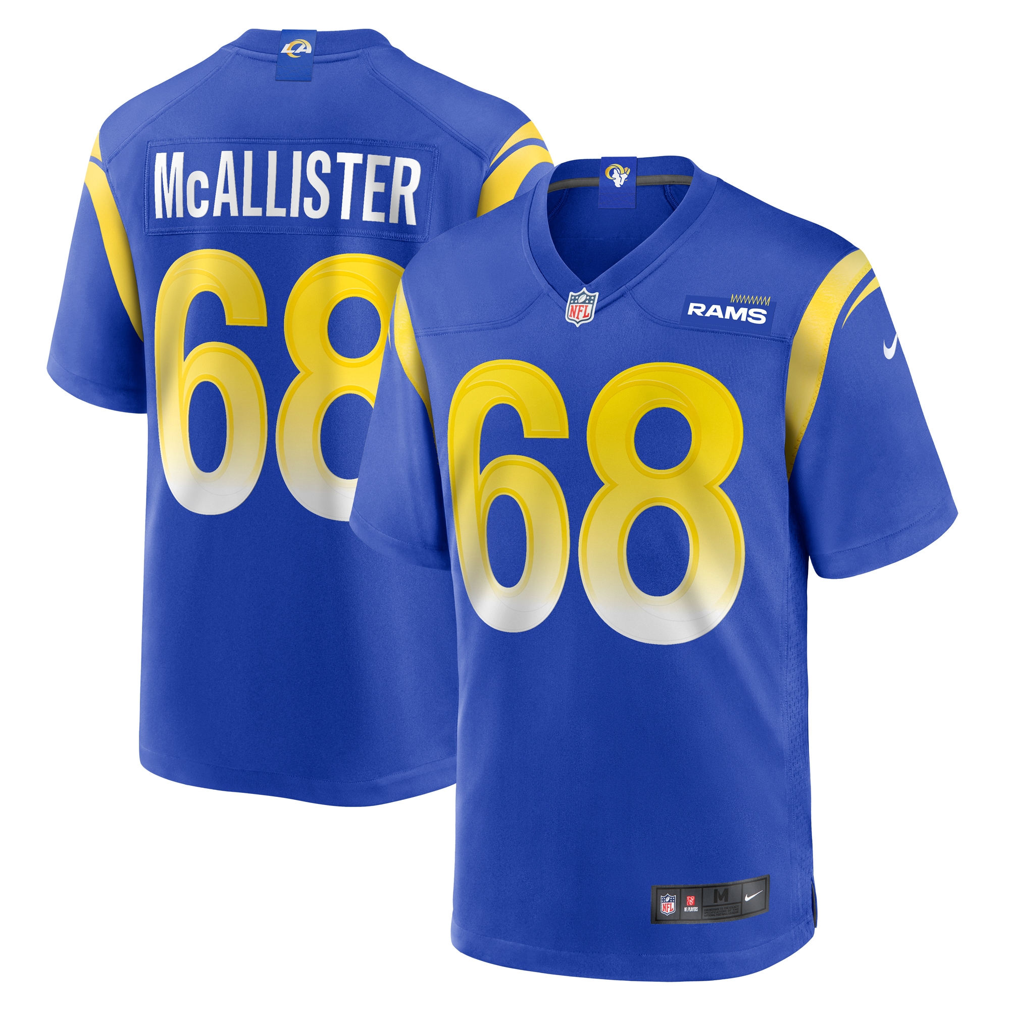 Men's Los Angeles Rams Mike McAllister Royal Home Game Jersey JS1718 Saliibo
