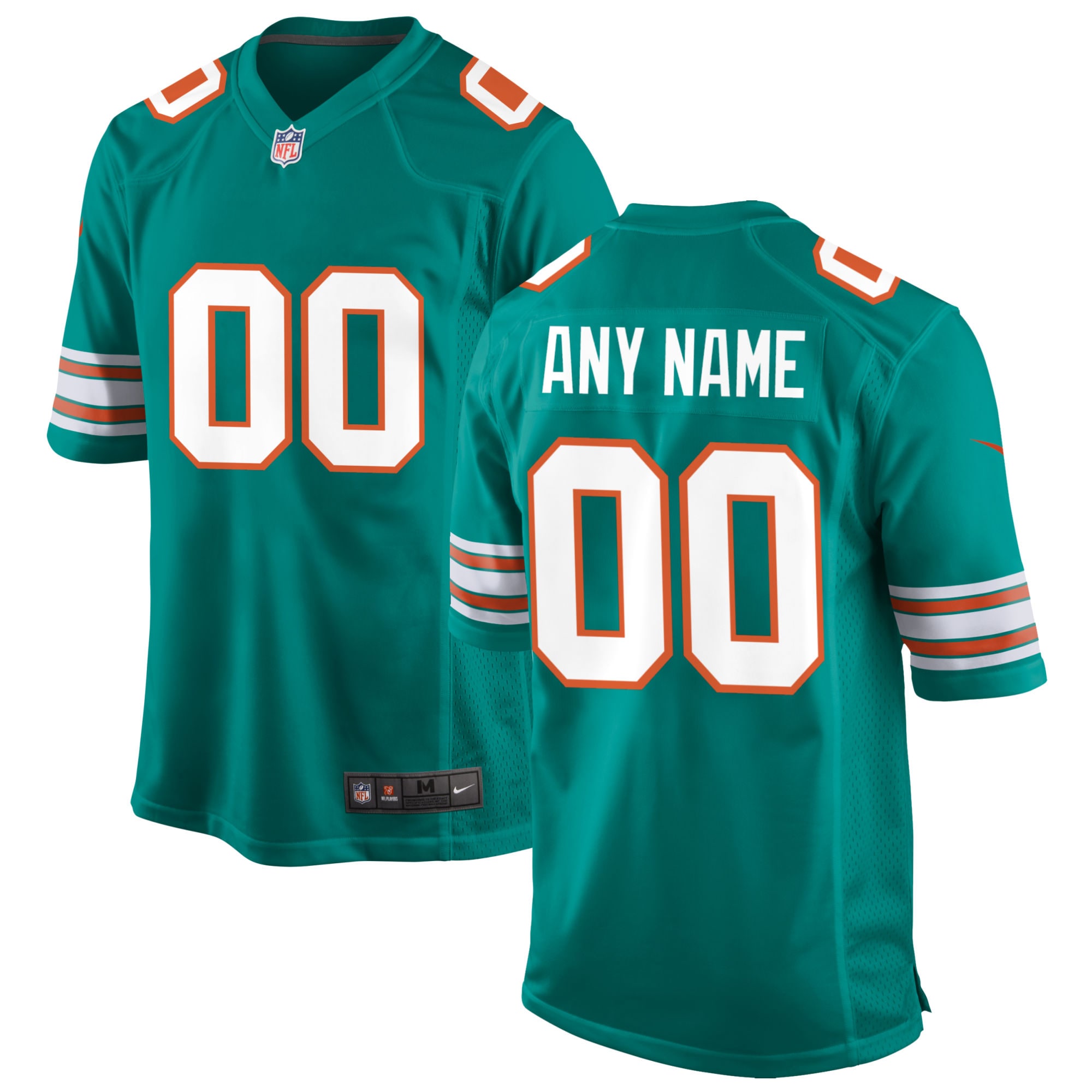Men's Miami Dolphins Aqua Alternate Custom Game Jersey JS5540 Saliibo