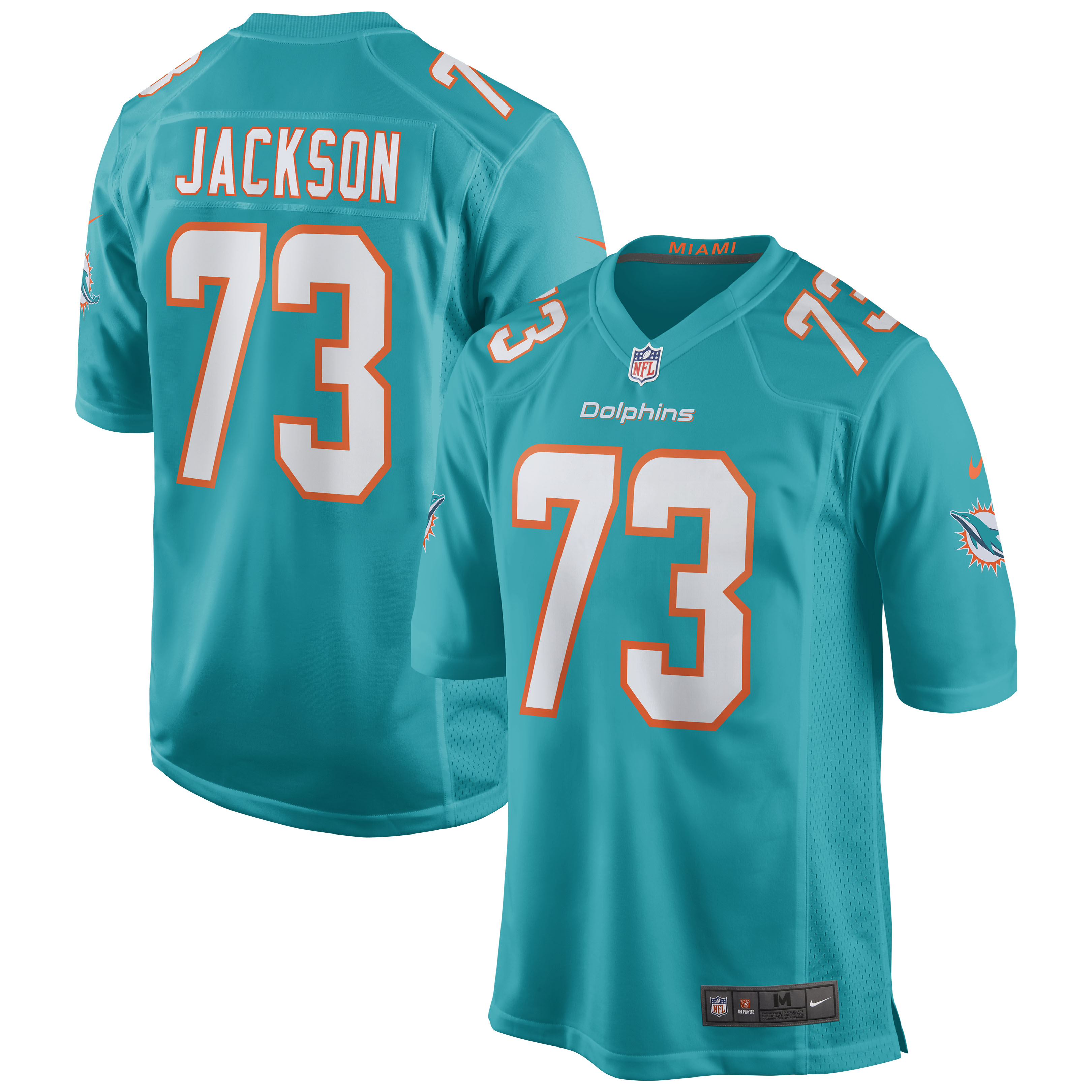 Men's Miami Dolphins Austin Jackson Aqua Player Game Jersey JS5734 Saliibo