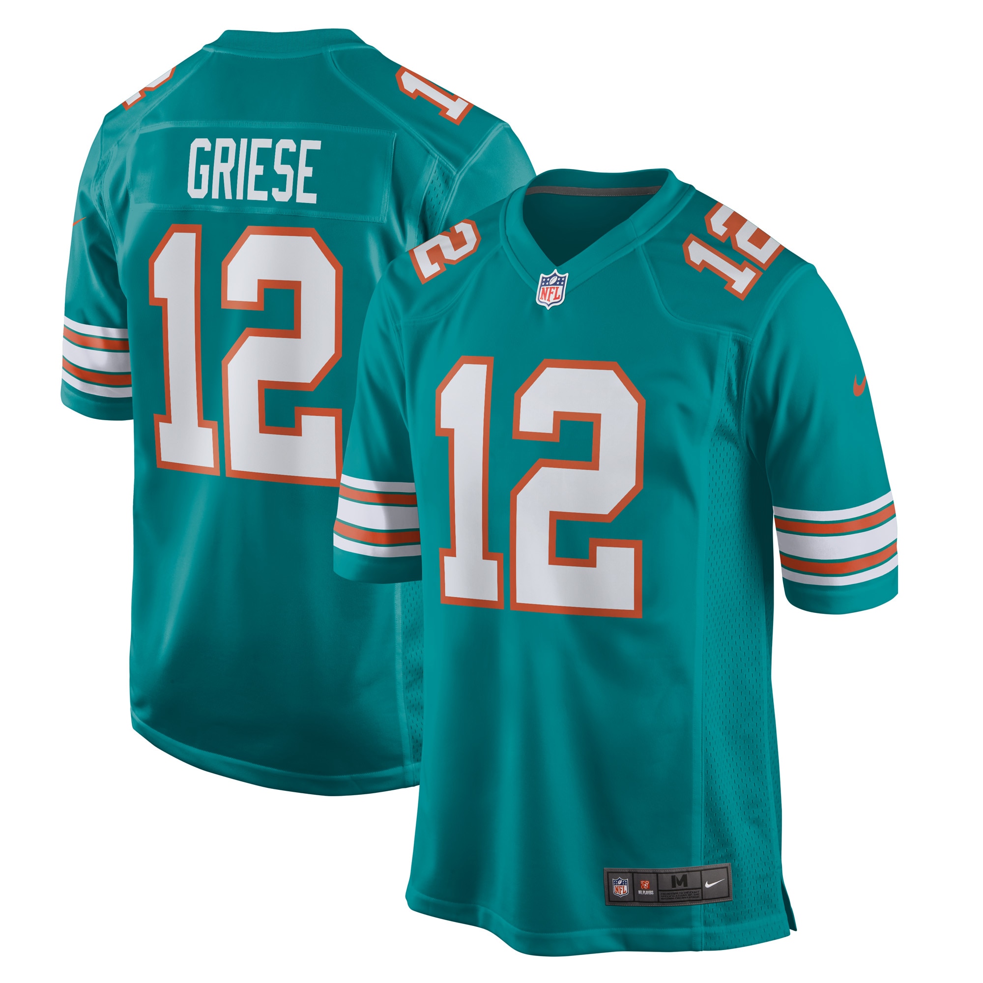 Men's Miami Dolphins Bob Griese Aqua Retired Player Jersey JS2743 Saliibo