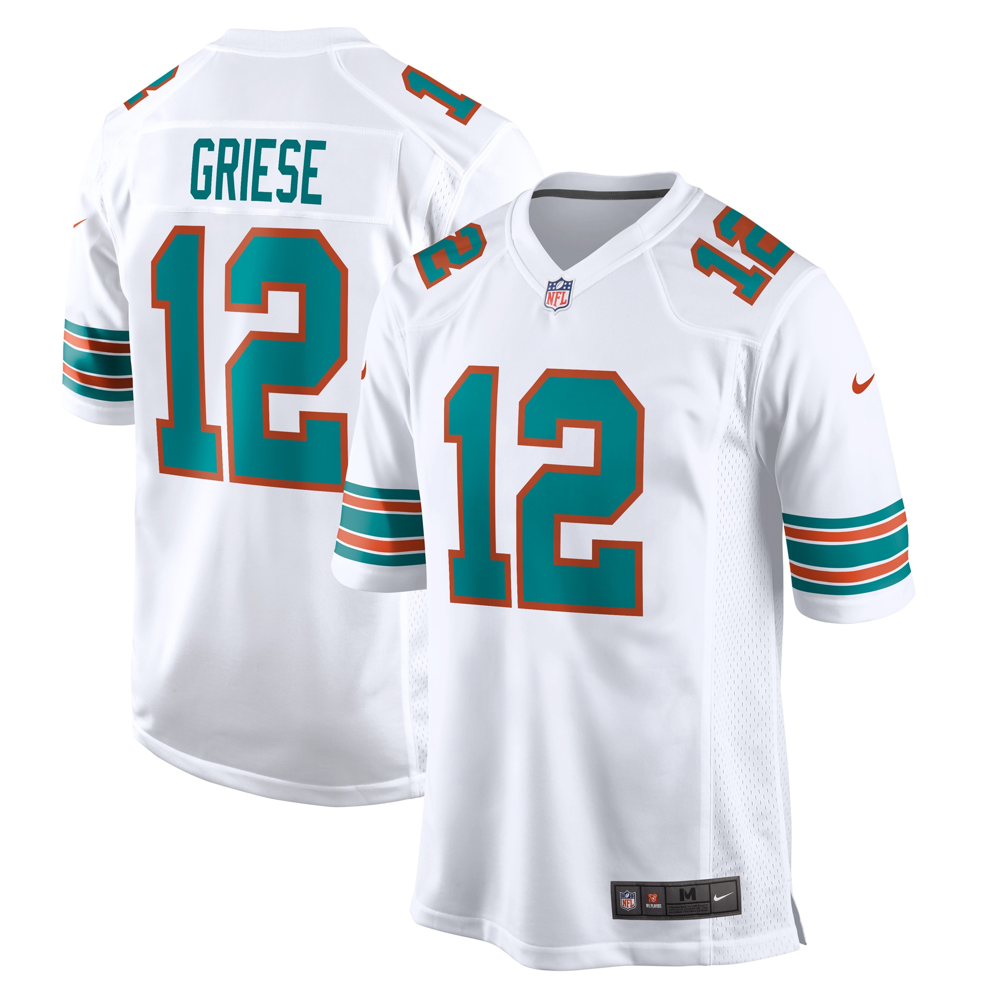 Men's Miami Dolphins Bob Griese White Retired Player Jersey JS6836 Saliibo
