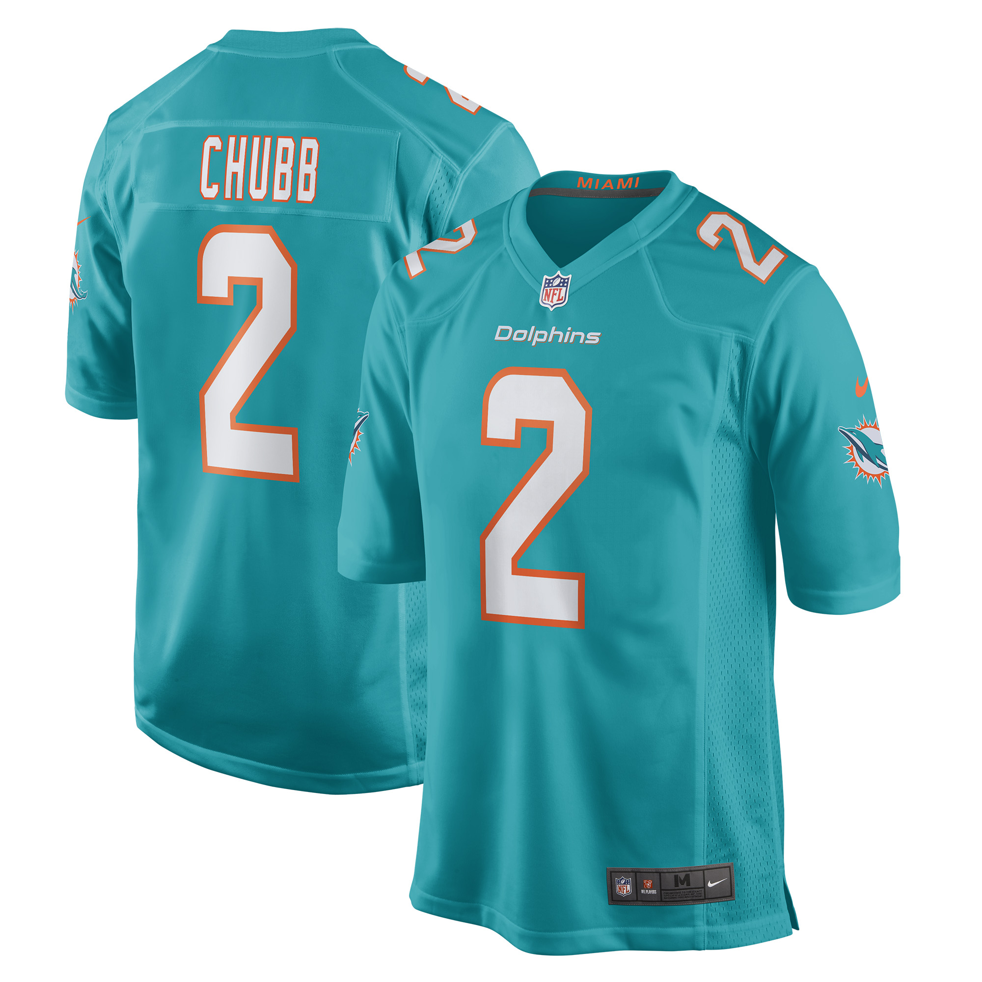 Men's Miami Dolphins Bradley Chubb Aqua Game Player Jersey JS6223 Saliibo