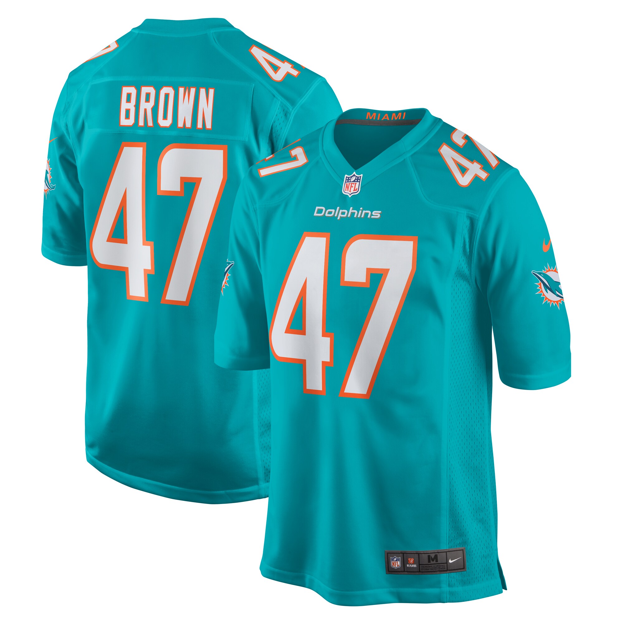 Men's Miami Dolphins Cam Brown Aqua Game Jersey JS7997 Saliibo