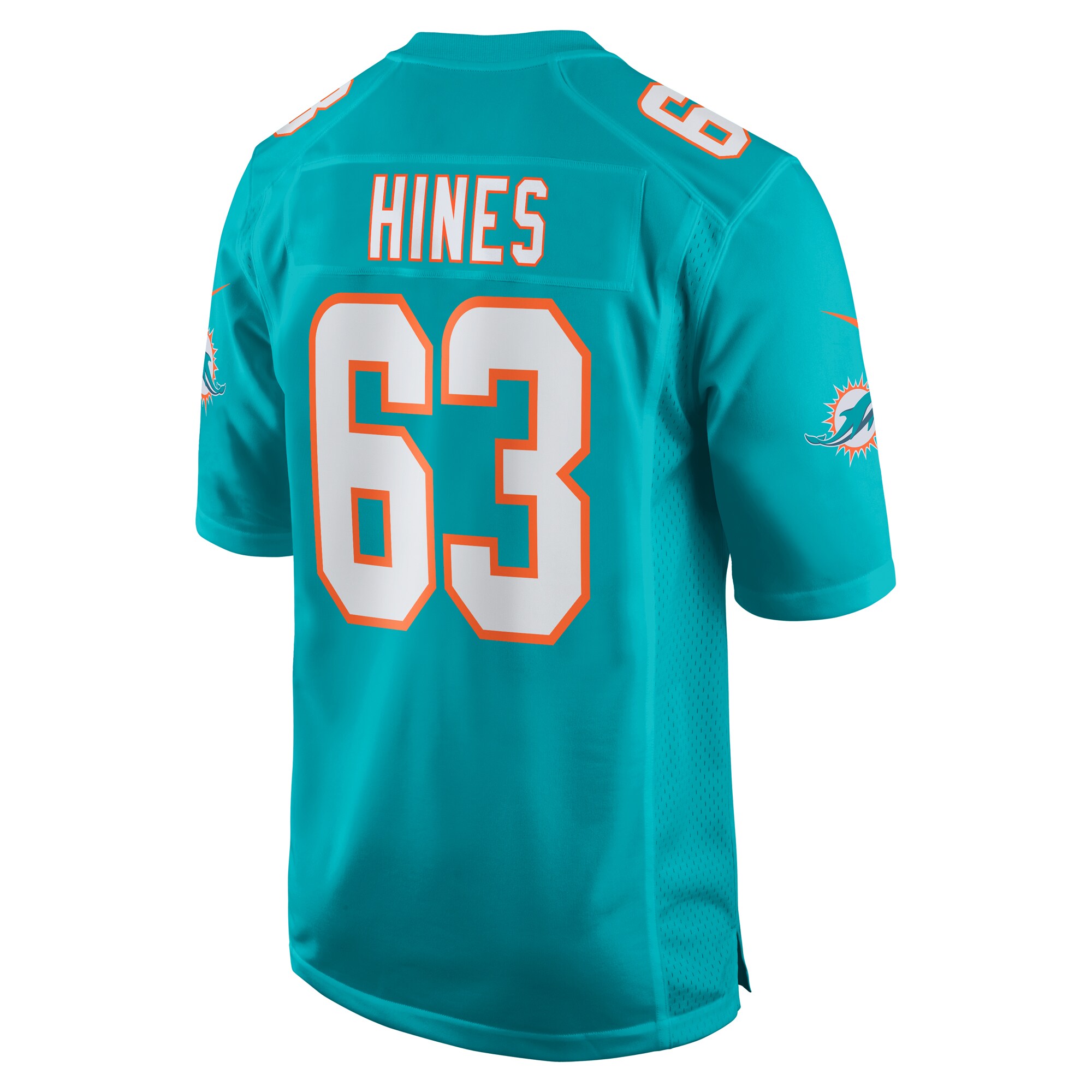 Men's Miami Dolphins Chasen Hines Aqua Team Game Jersey JS3835 Saliibo - Image 3
