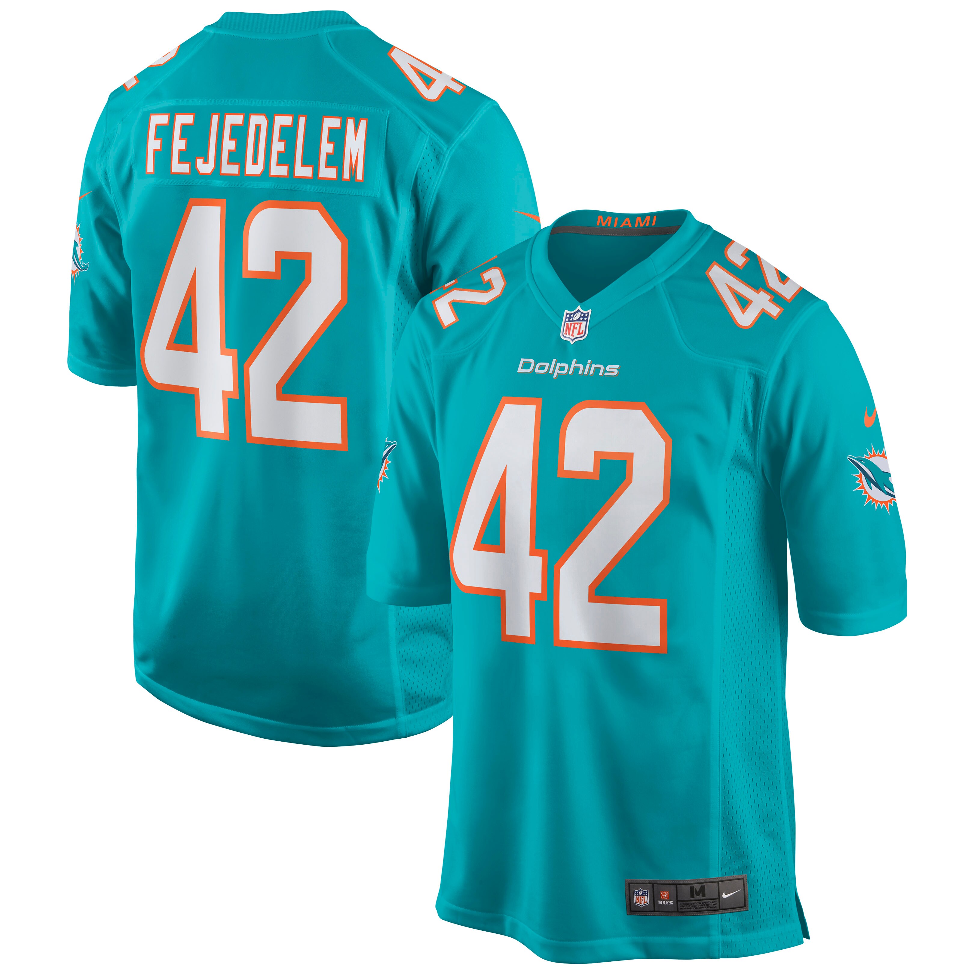 Men's Miami Dolphins Clayton Fejedelem Aqua Game Jersey JS4733 Saliibo
