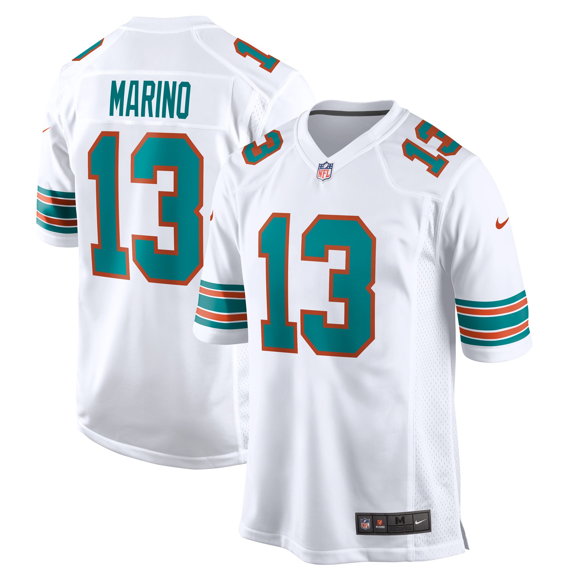 Men's Miami Dolphins Dan Marino White Retired Player Jersey JS5322 Saliibo
