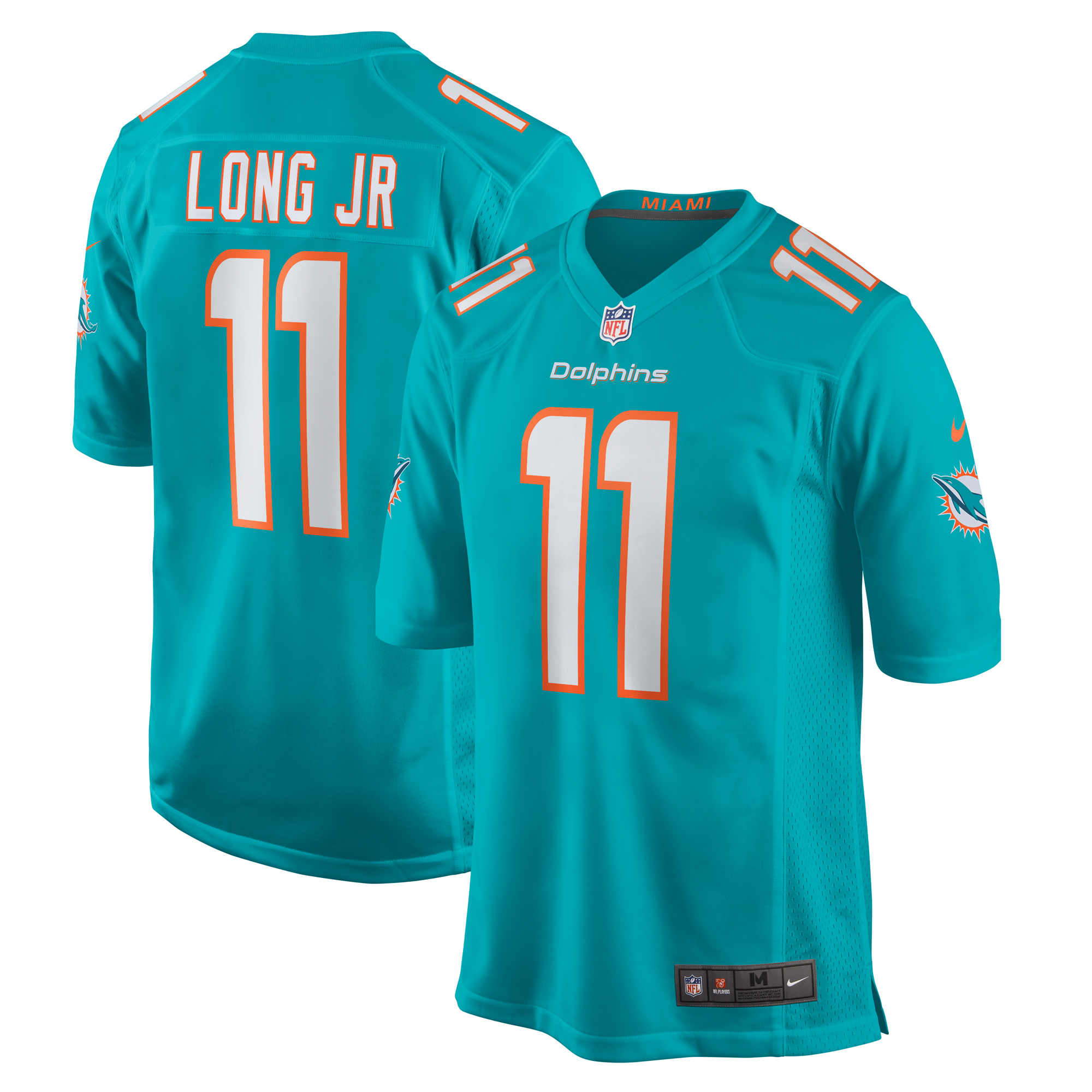 Men's Miami Dolphins David Long Jr. Aqua Game Jersey JS6944 Saliibo