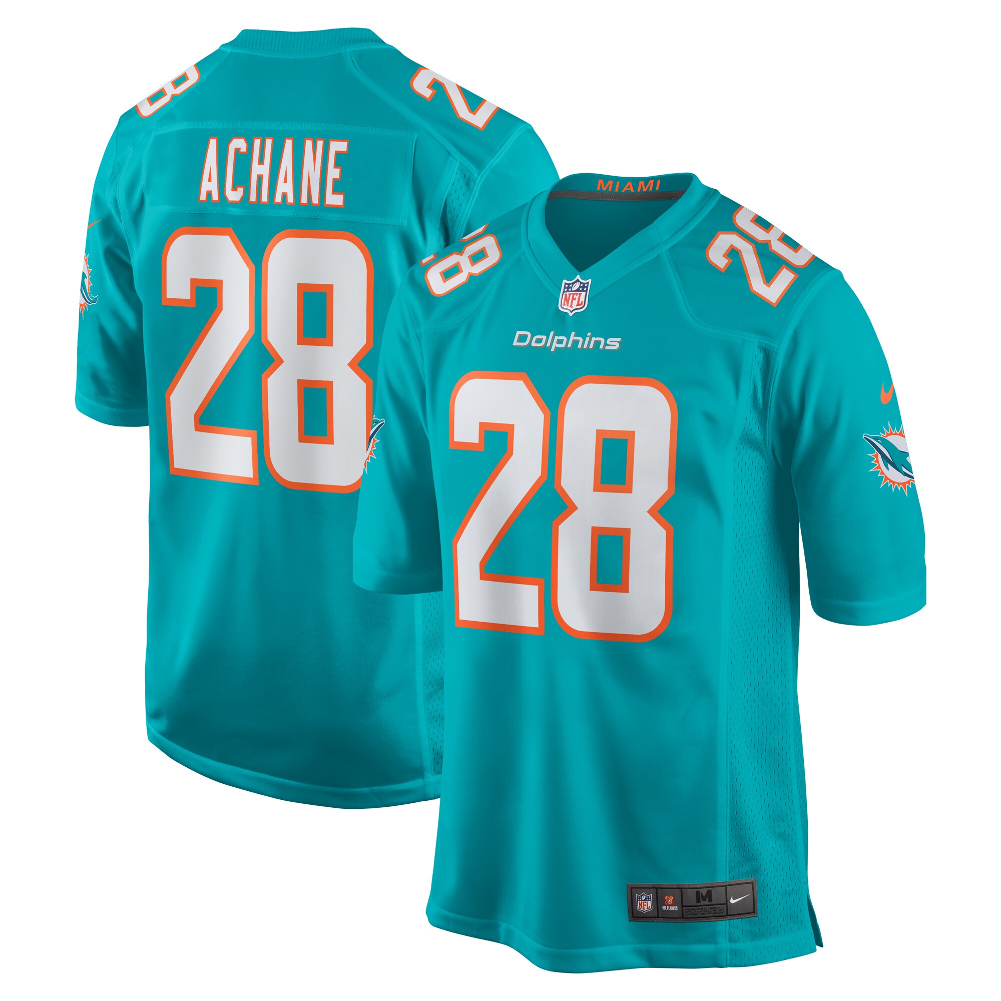 Men's Miami Dolphins Devon Achane Aqua Player Game Jersey JS7173 Saliibo