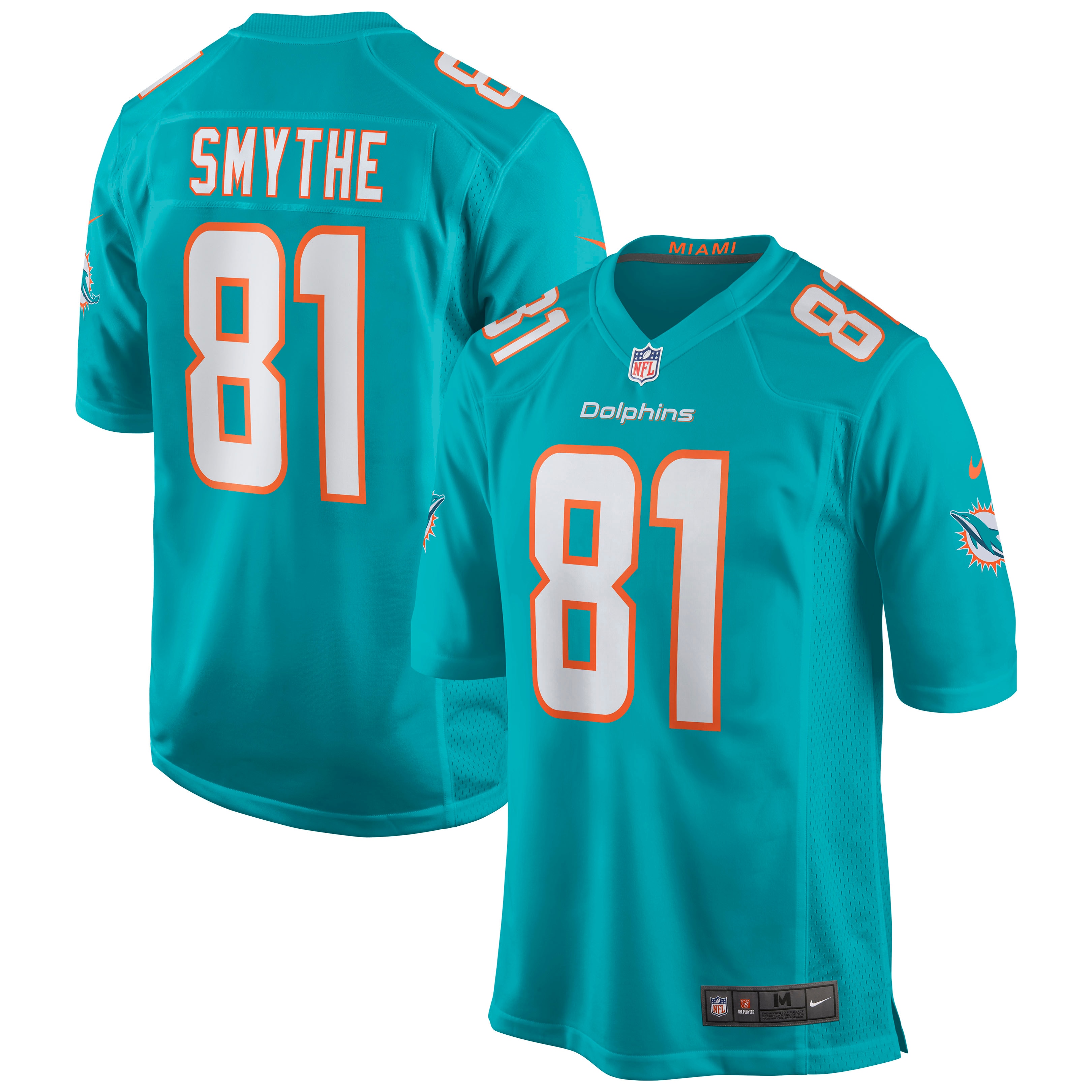 Men's Miami Dolphins Durham Smythe Aqua Game Jersey JS3017 Saliibo