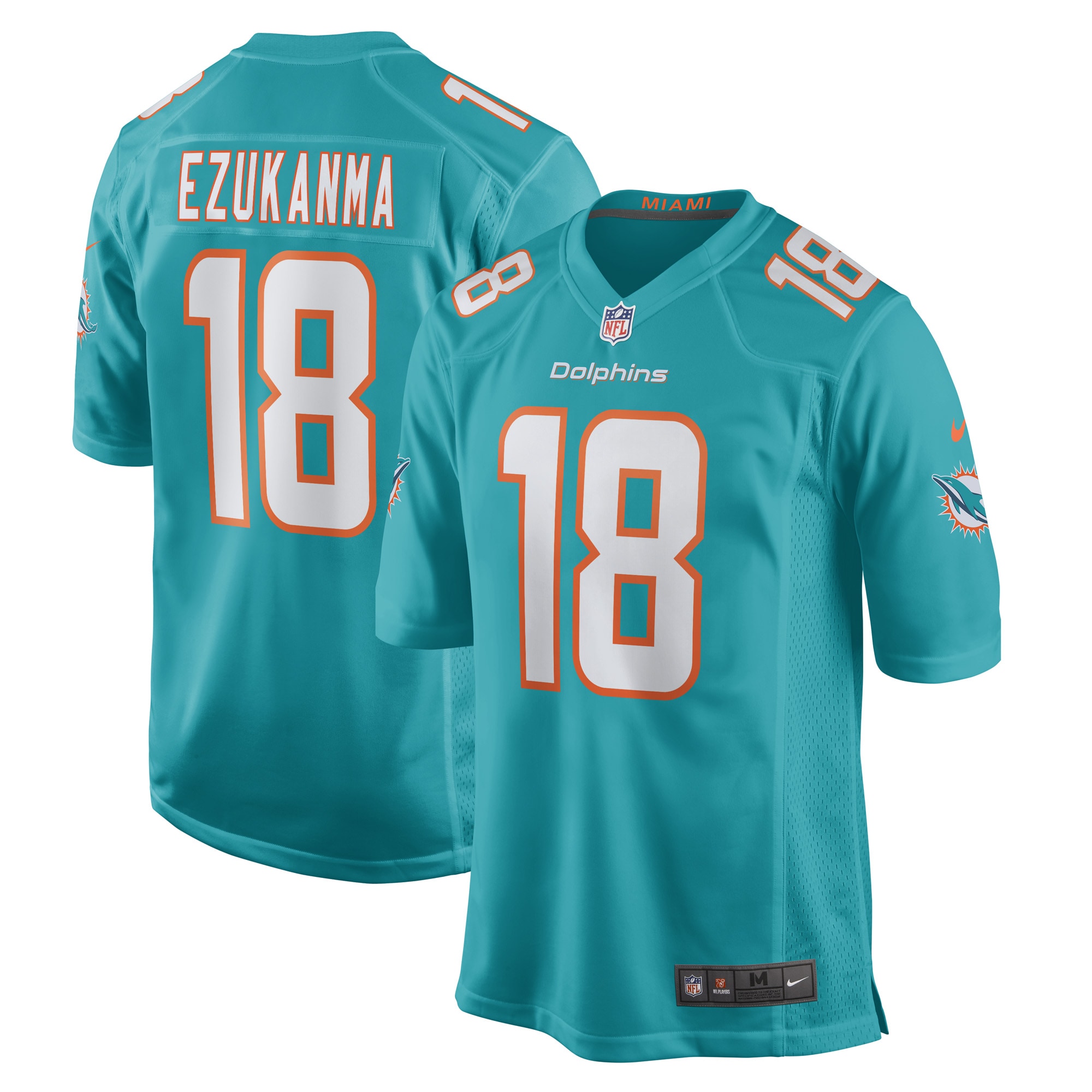 Men's Miami Dolphins Erik Ezukanma Aqua Game Player Jersey JS4910 Saliibo