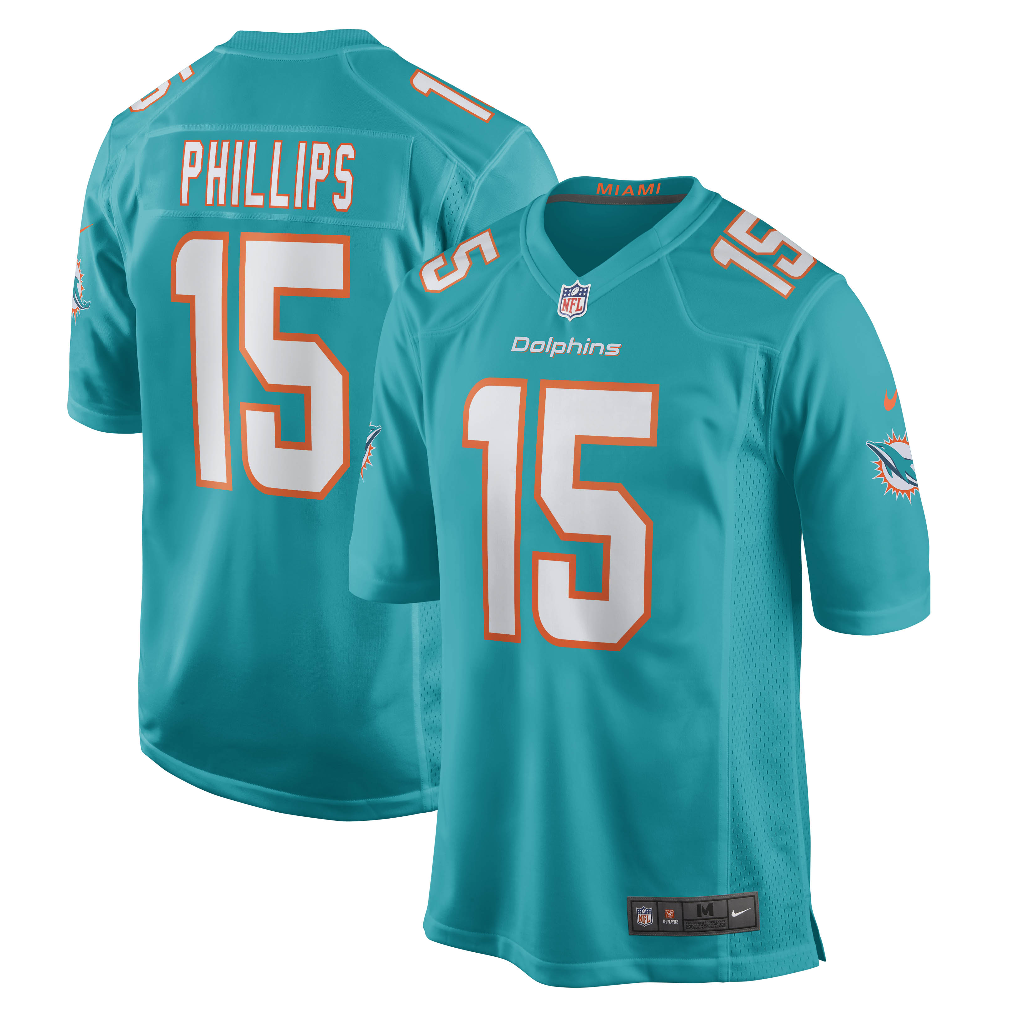 Men's Miami Dolphins Jaelan Phillips Aqua Game Player Jersey JS9494 Saliibo
