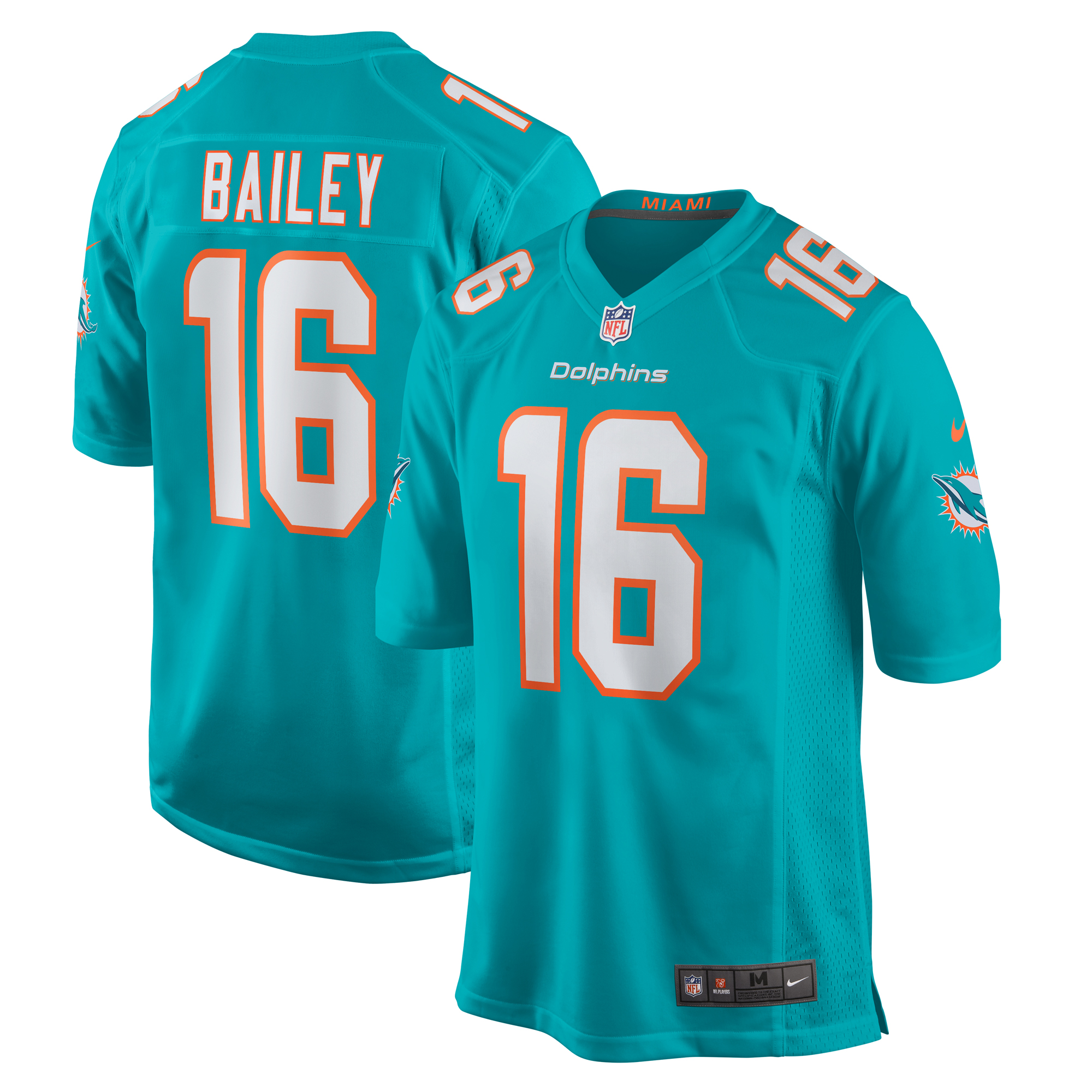 Men's Miami Dolphins Jake Bailey Aqua Game Player Jersey JS1638 Saliibo