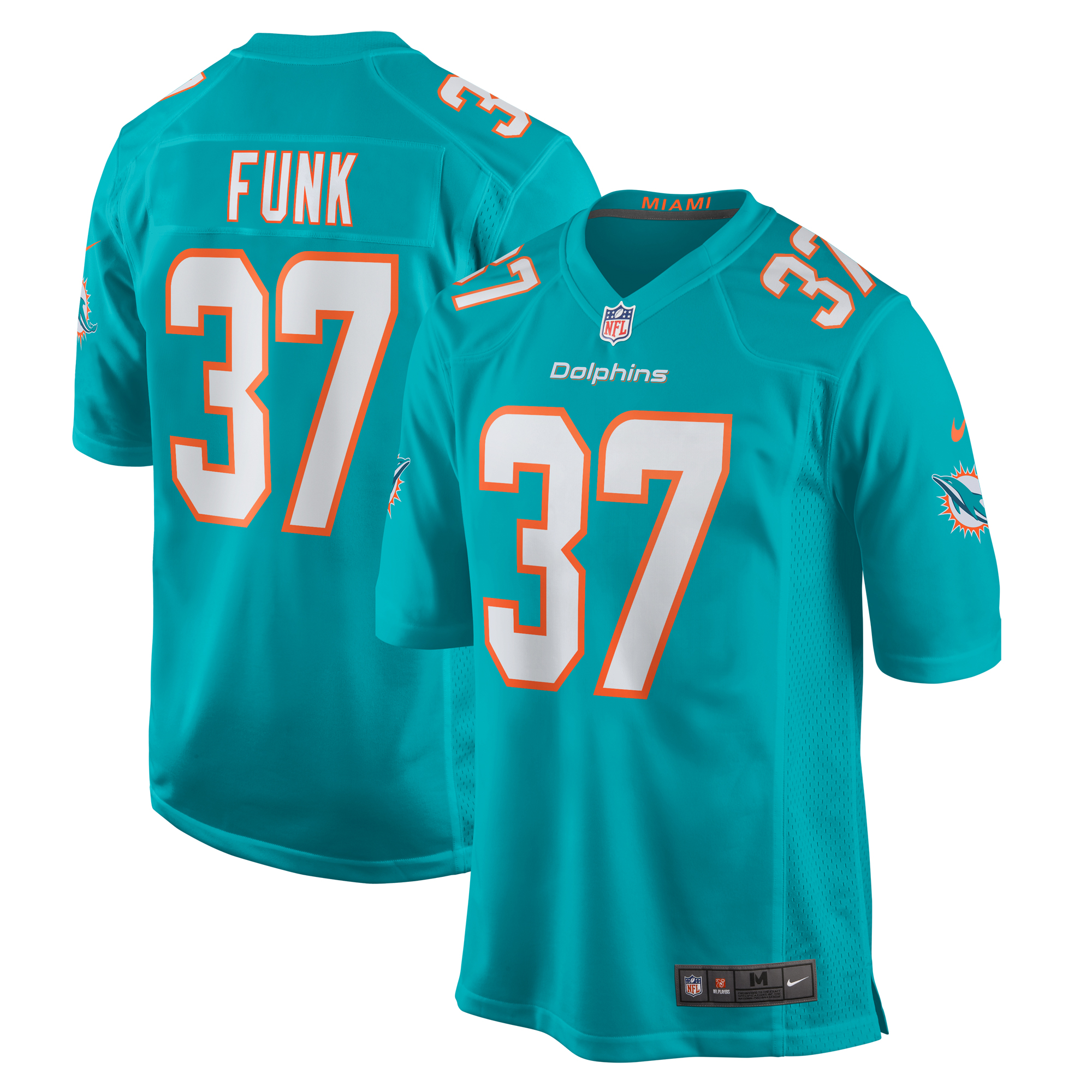 Men's Miami Dolphins Jake Funk Aqua Game Jersey JS8978 Saliibo