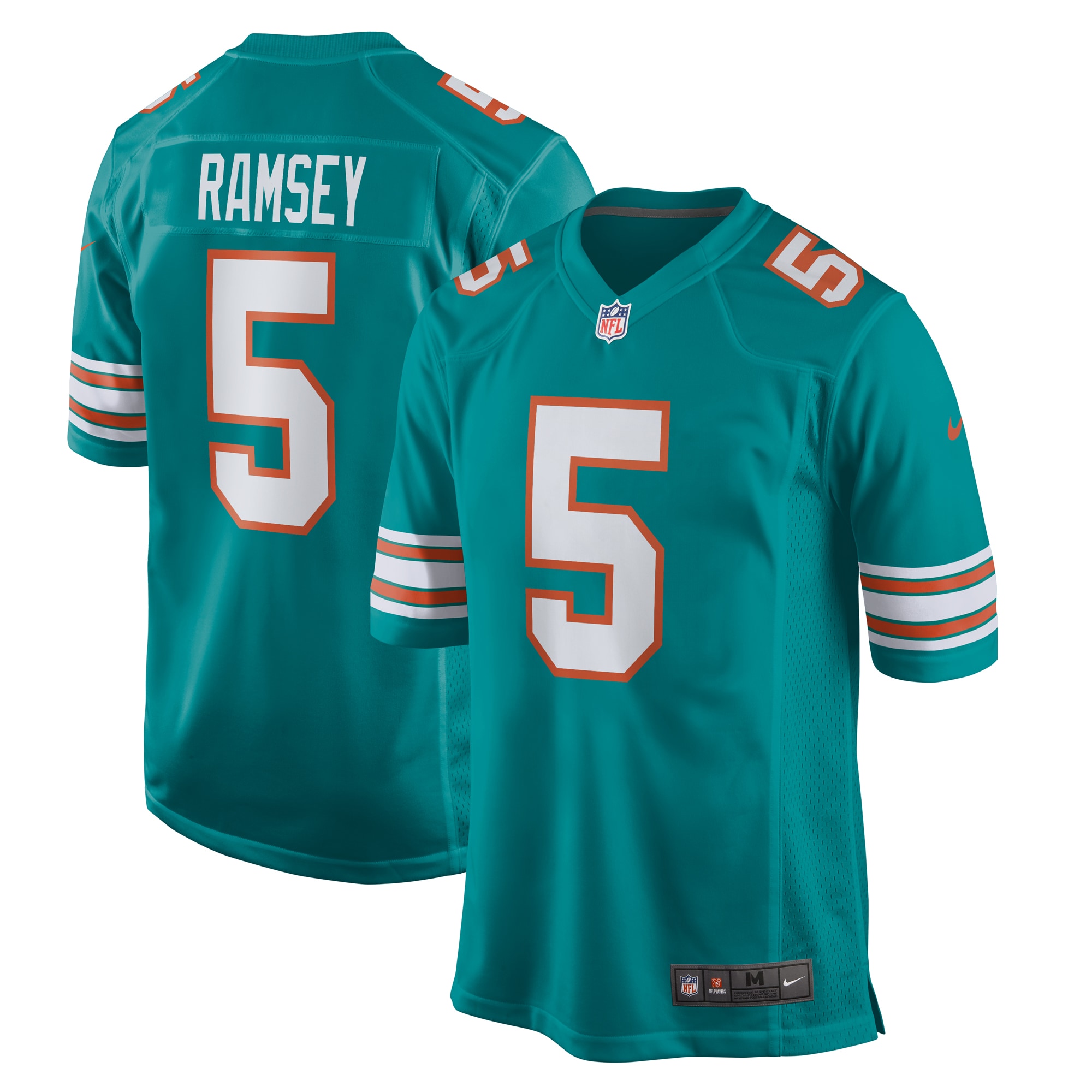 Men's Miami Dolphins Jalen Ramsey Aqua Alternate Game Jersey JS4048 Saliibo