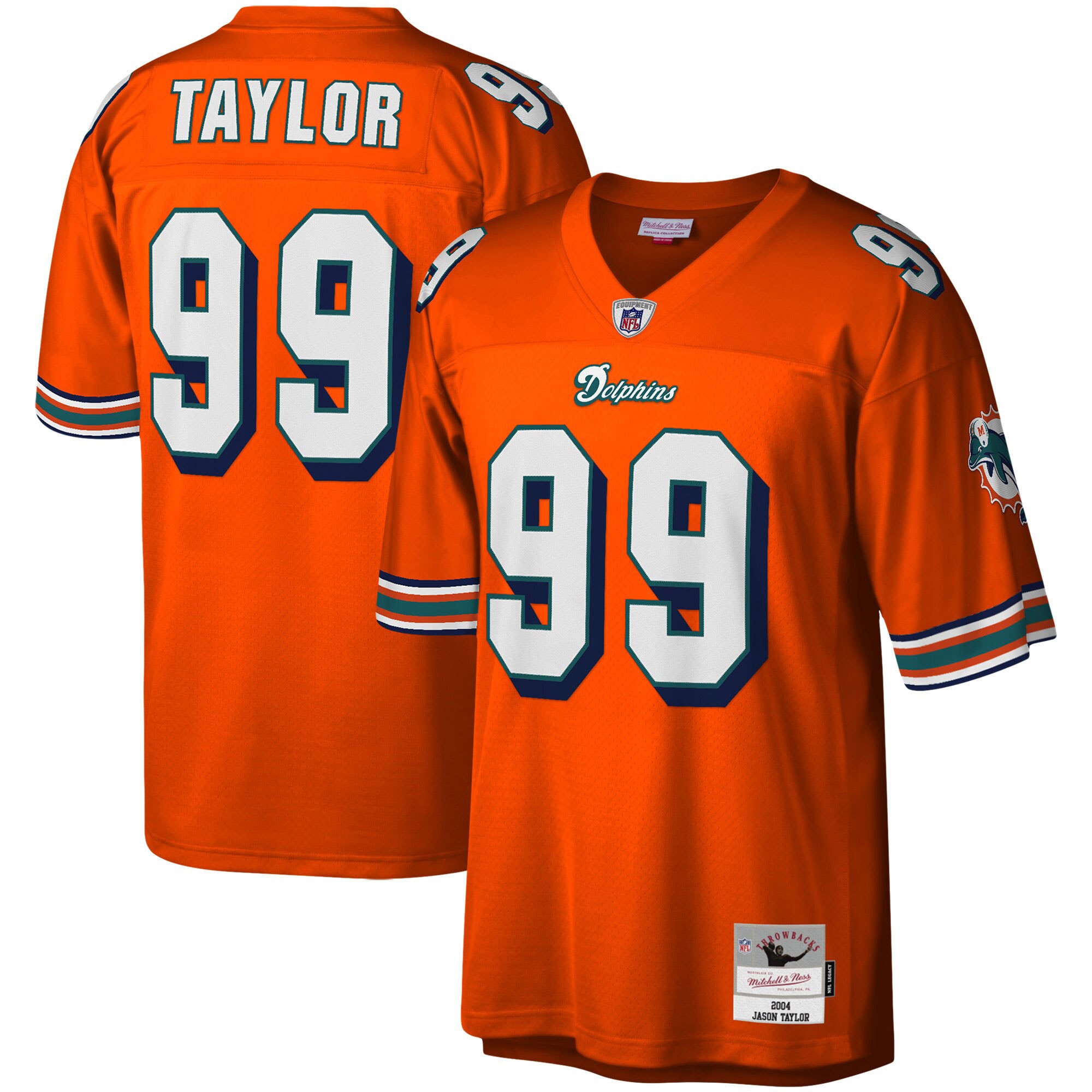 Men's Miami Dolphins Jason Taylor Mitchell & Ness Orange Big & Tall 2004 Retired Player Jersey JS8604 Saliibo