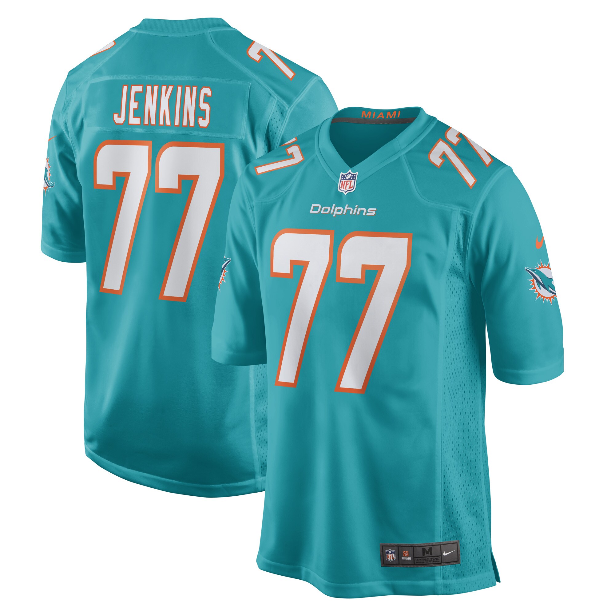 Men's Miami Dolphins John Jenkins Aqua Game Player Jersey JS3417 Saliibo