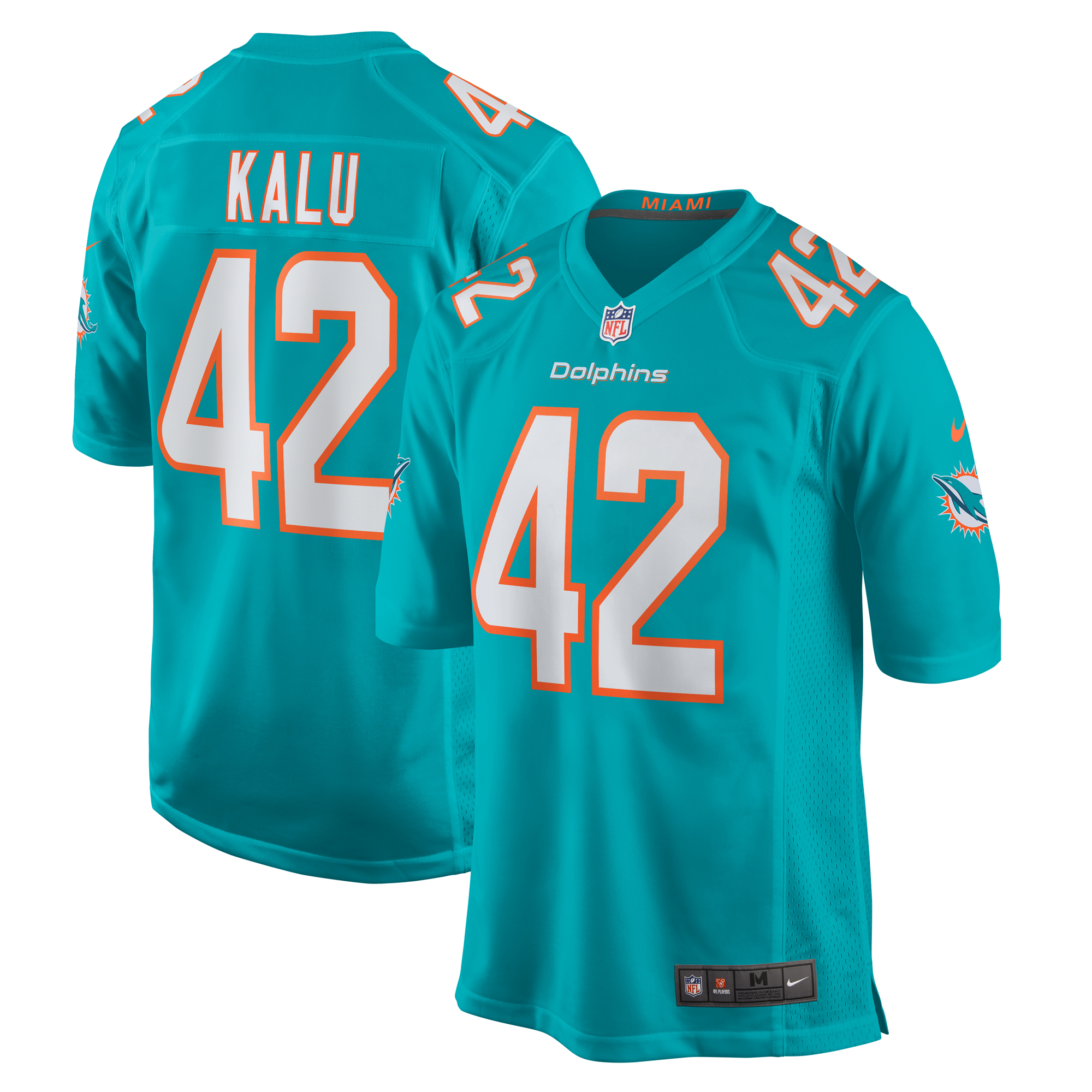 Men's Miami Dolphins Joshua Kalu Aqua Team Game Jersey JS1354 Saliibo