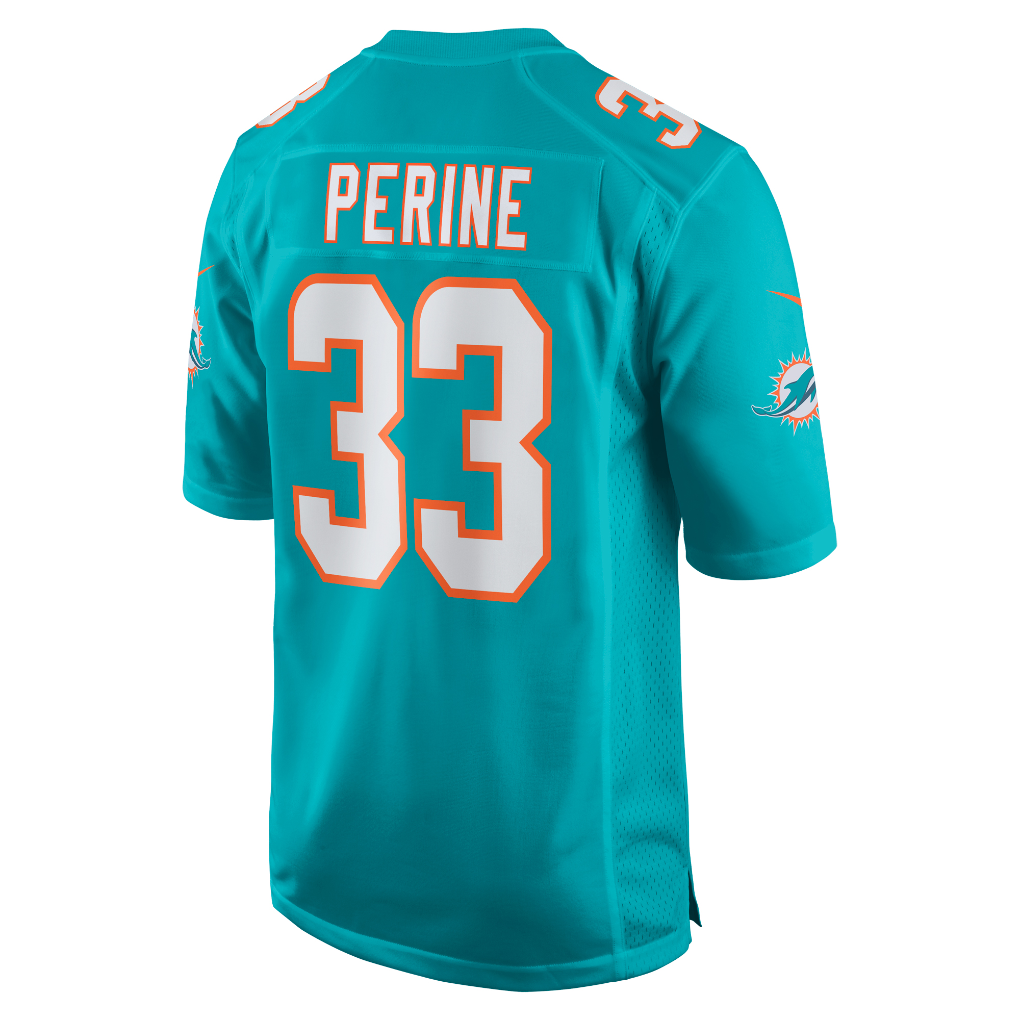 Men's Miami Dolphins Lamical Perine Aqua Home Game Player Jersey JS1284 Saliibo - Image 3
