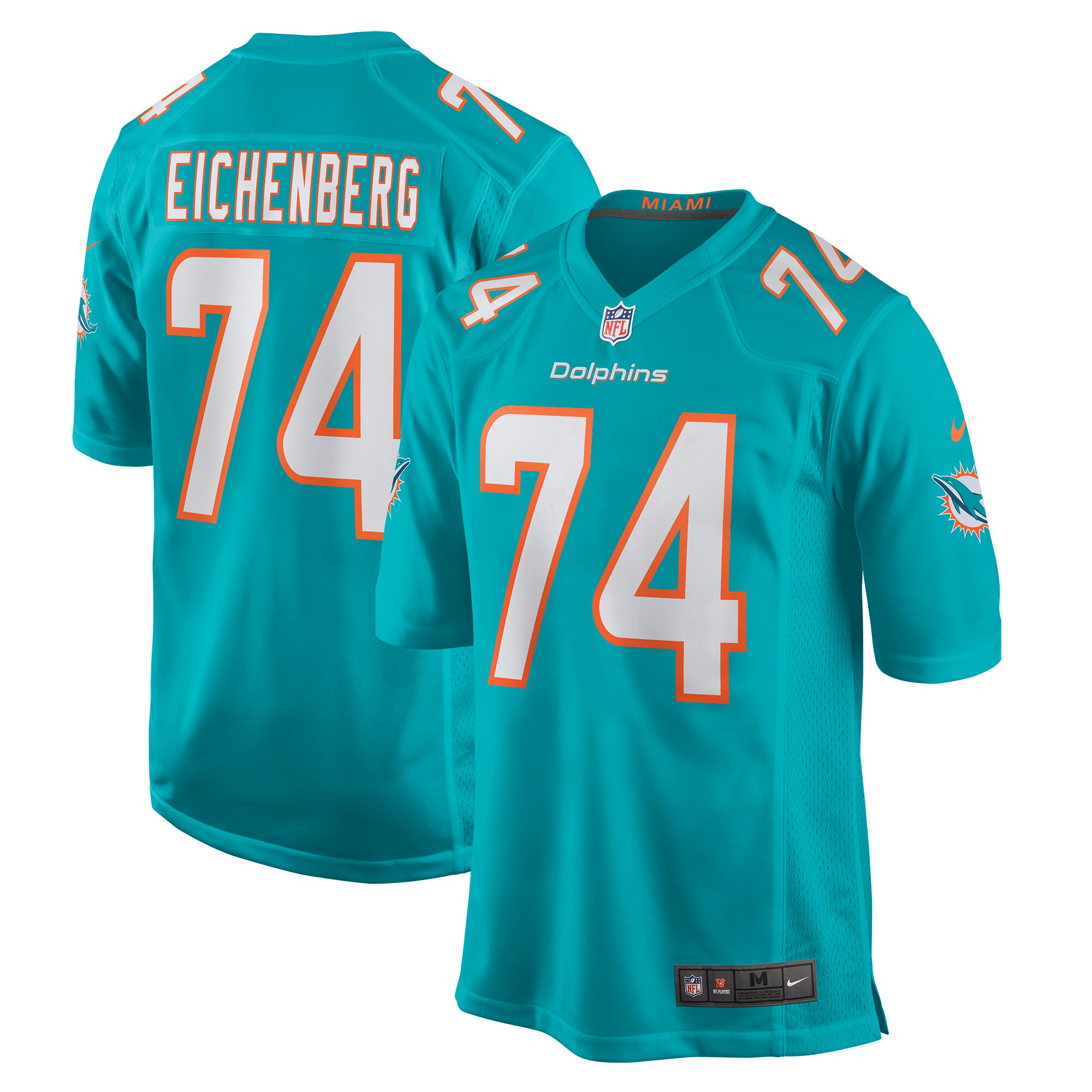 Men's Miami Dolphins Liam Eichenberg Aqua Game Jersey JS5427 Saliibo