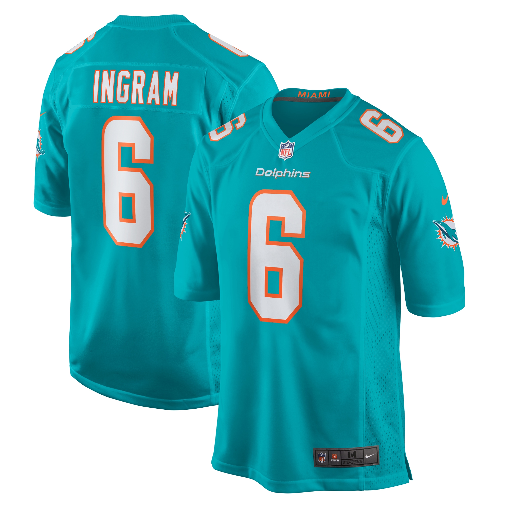 Men's Miami Dolphins Melvin Ingram Aqua Home Game Player Jersey JS8703 Saliibo