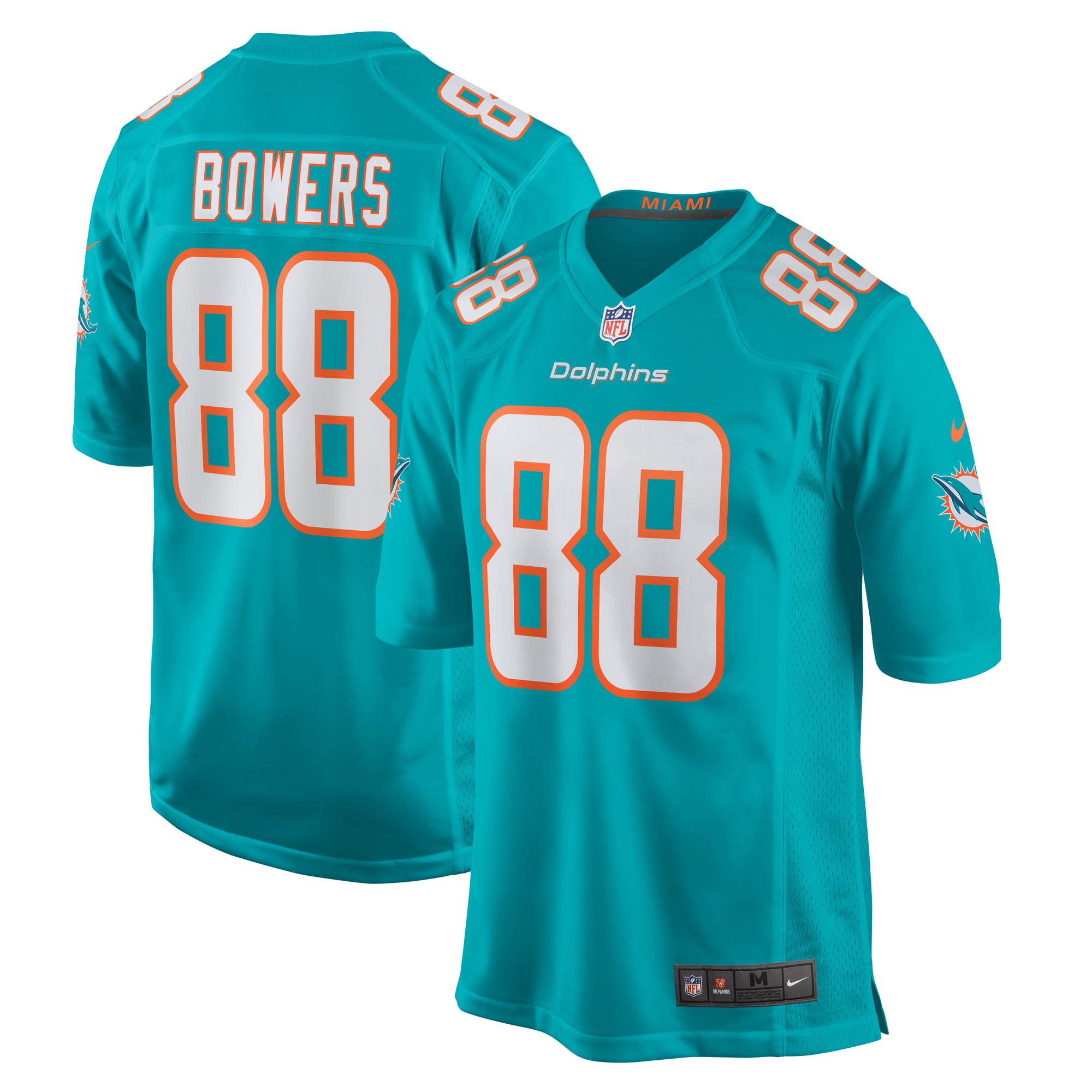 Men's Miami Dolphins Nick Bowers Aqua Team Game Jersey JS8961 Saliibo