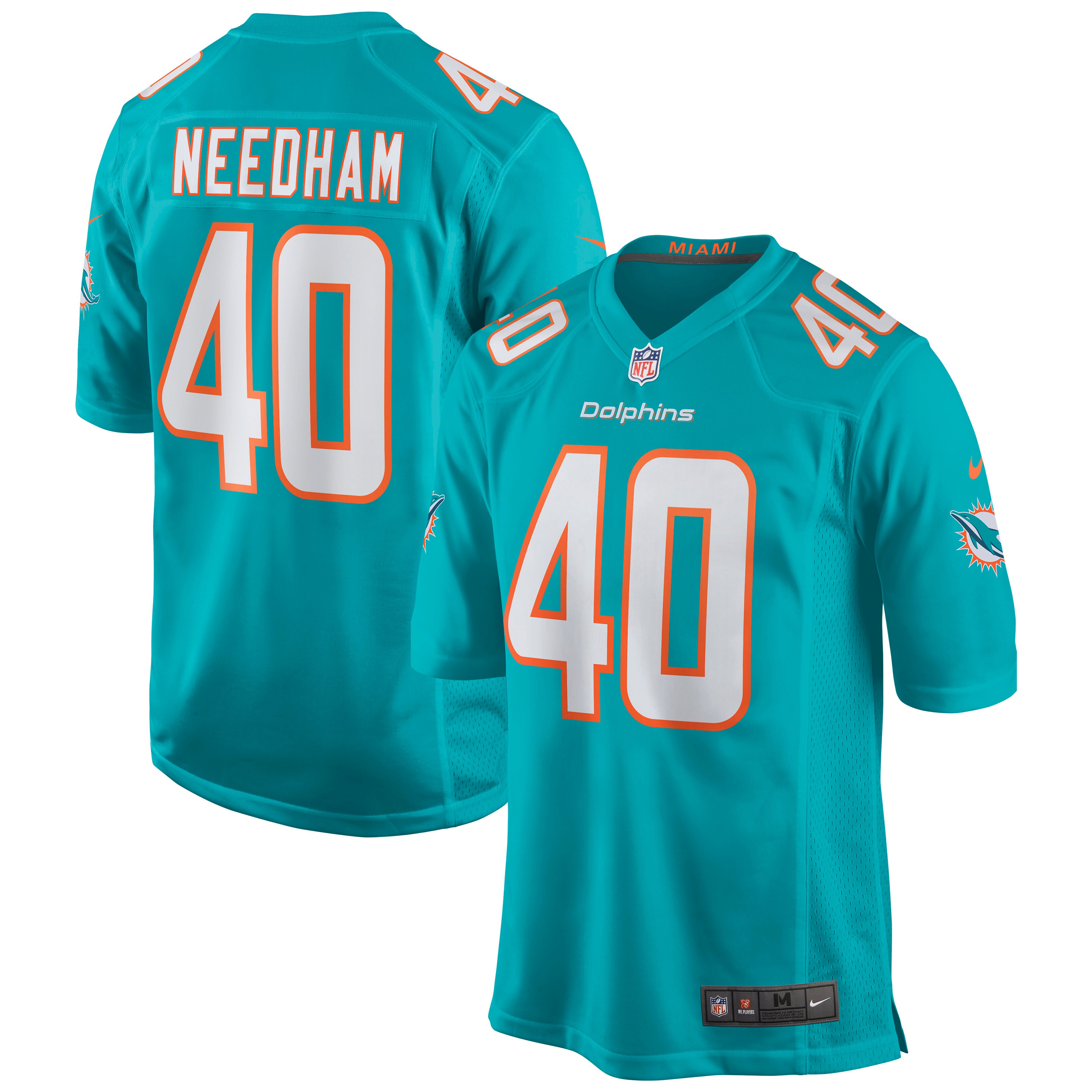 Men's Miami Dolphins Nik Needham Aqua Game Jersey JS1514 Saliibo