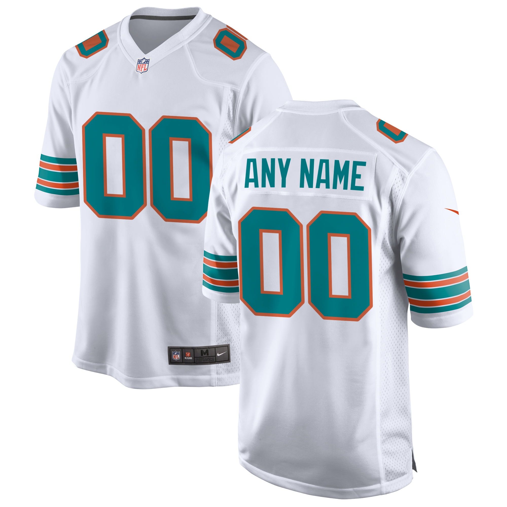 Men's Miami Dolphins White Alternate Custom Game Jersey JS3532 Saliibo