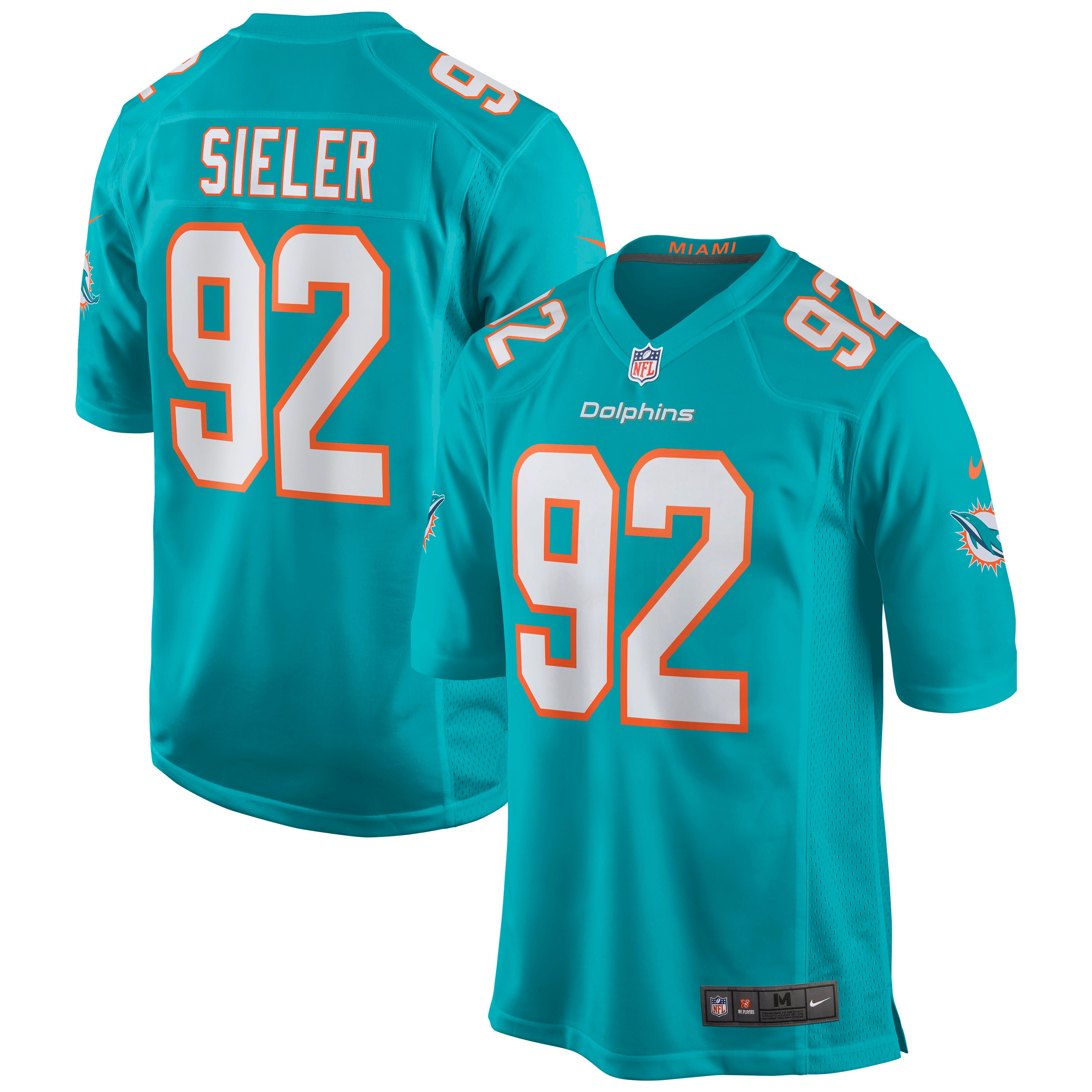 Men's Miami Dolphins Zach Sieler Aqua Game Jersey JS2097 Saliibo