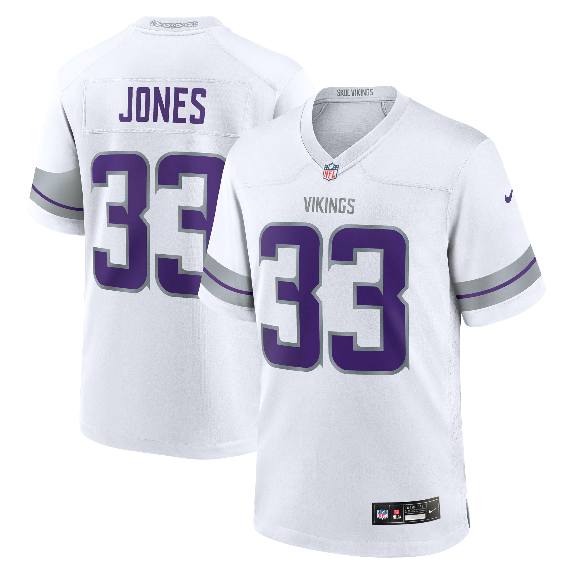 Men's Minnesota Vikings Aaron Jones White Alternate Game Player Jersey JS4762 Saliibo