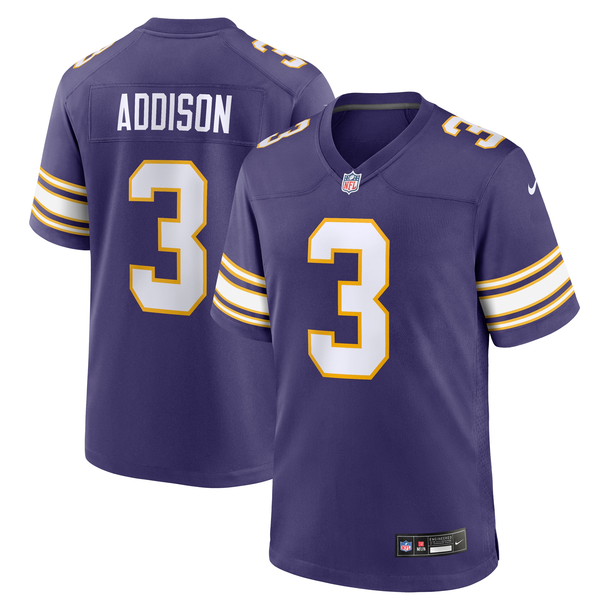 Men's Minnesota Vikings Addison Purple Classic Player Game Jersey JS7293 Saliibo