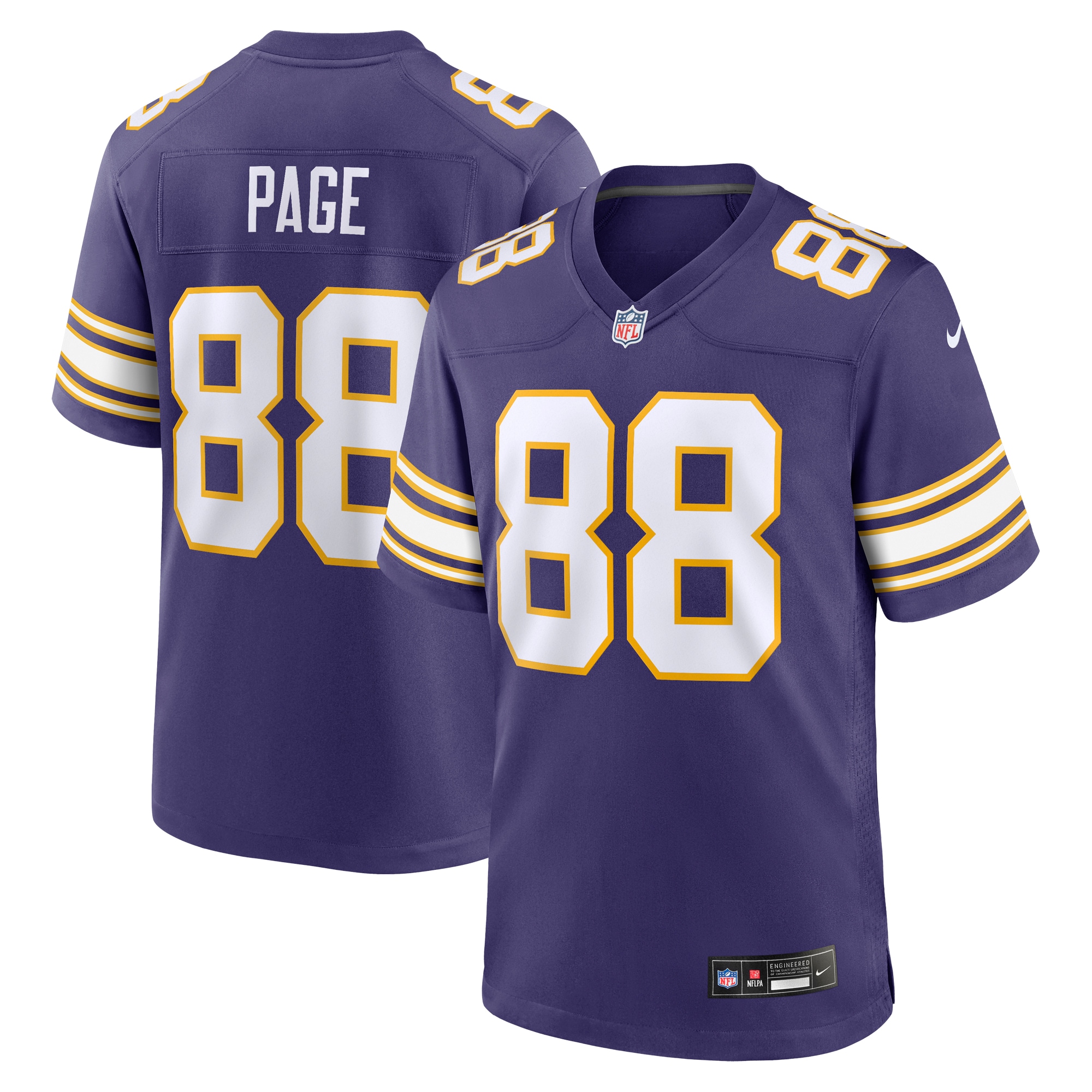 Men's Minnesota Vikings Alan Page Purple Classic Retired Player Jersey JS9863 Saliibo