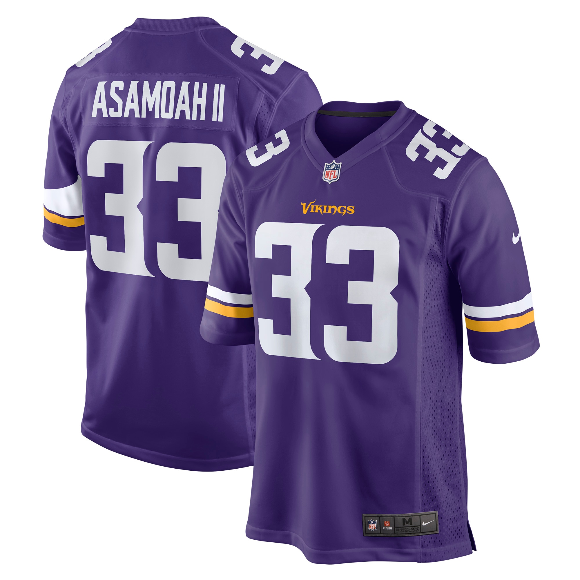 Men's Minnesota Vikings Brian Asamoah Purple Player Game Jersey JS6581 Saliibo