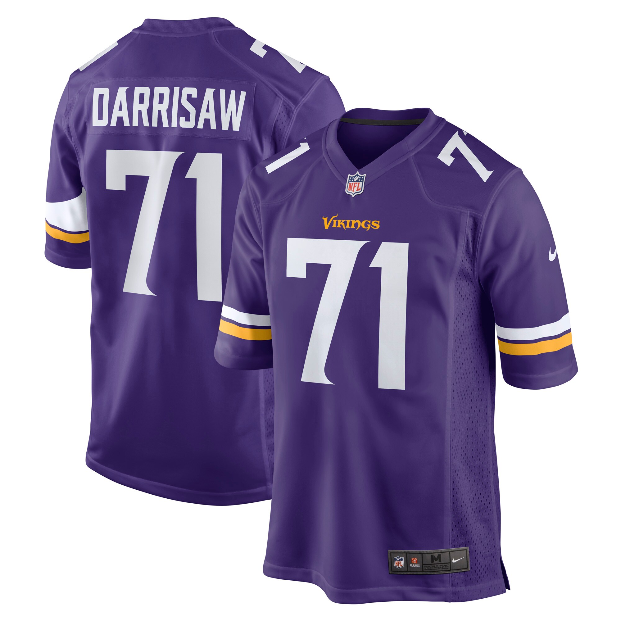 Men's Minnesota Vikings Christian Darrisaw Purple Game Jersey JS6517 Saliibo