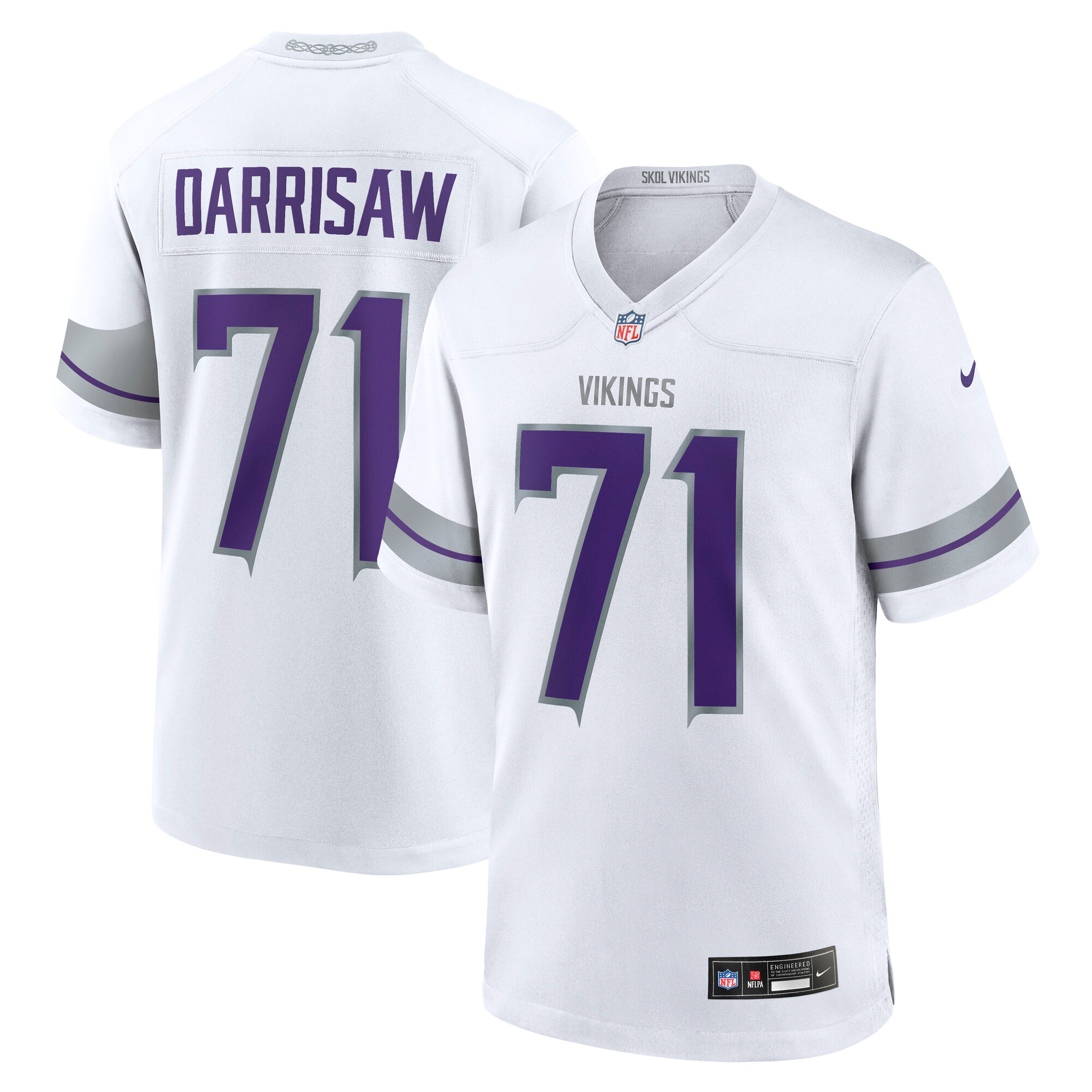 Men's Minnesota Vikings Christian Darrisaw White Alternate Game Jersey JS5452 Saliibo