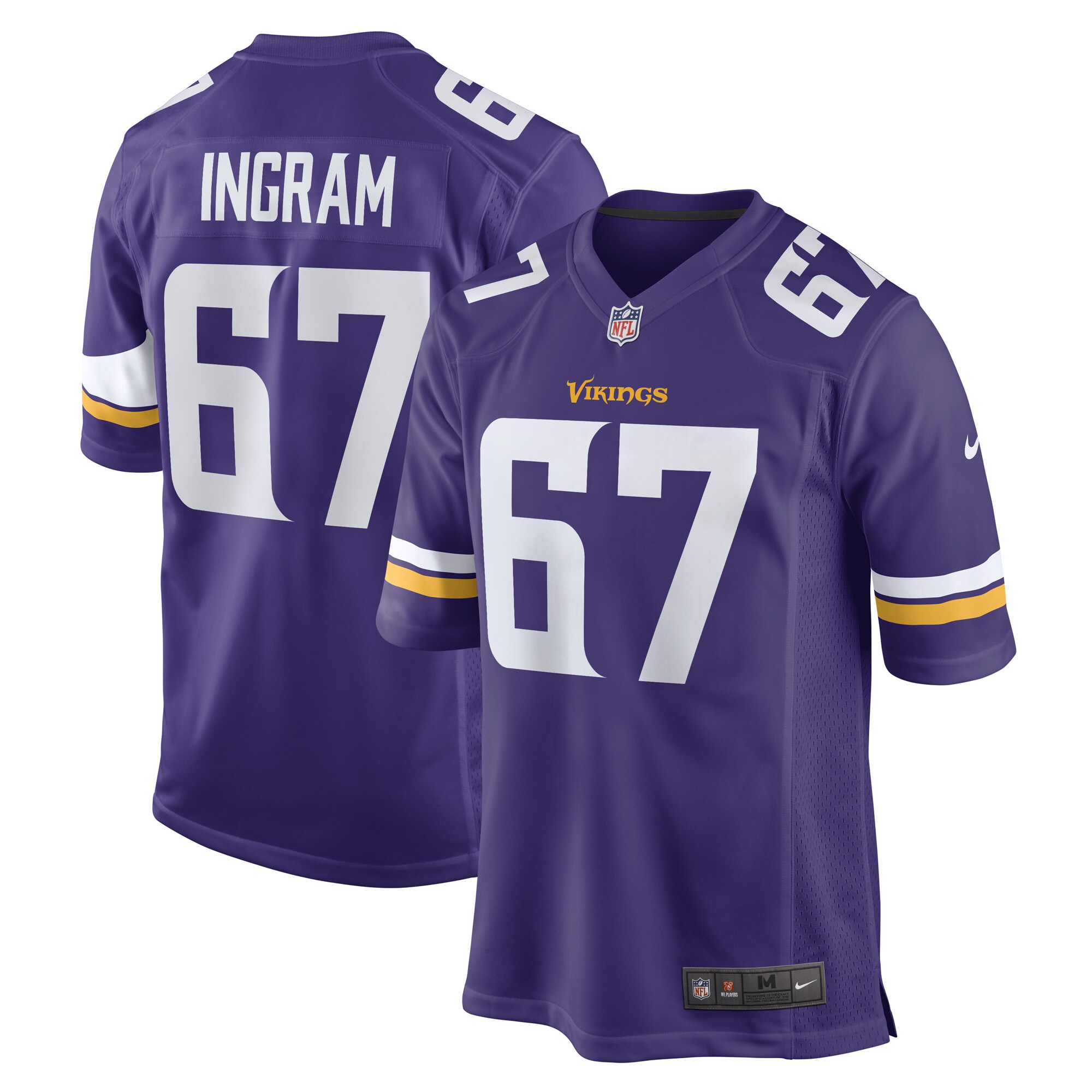 Men's Minnesota Vikings Ed Ingram Purple Game Player Jersey JS3089 Saliibo
