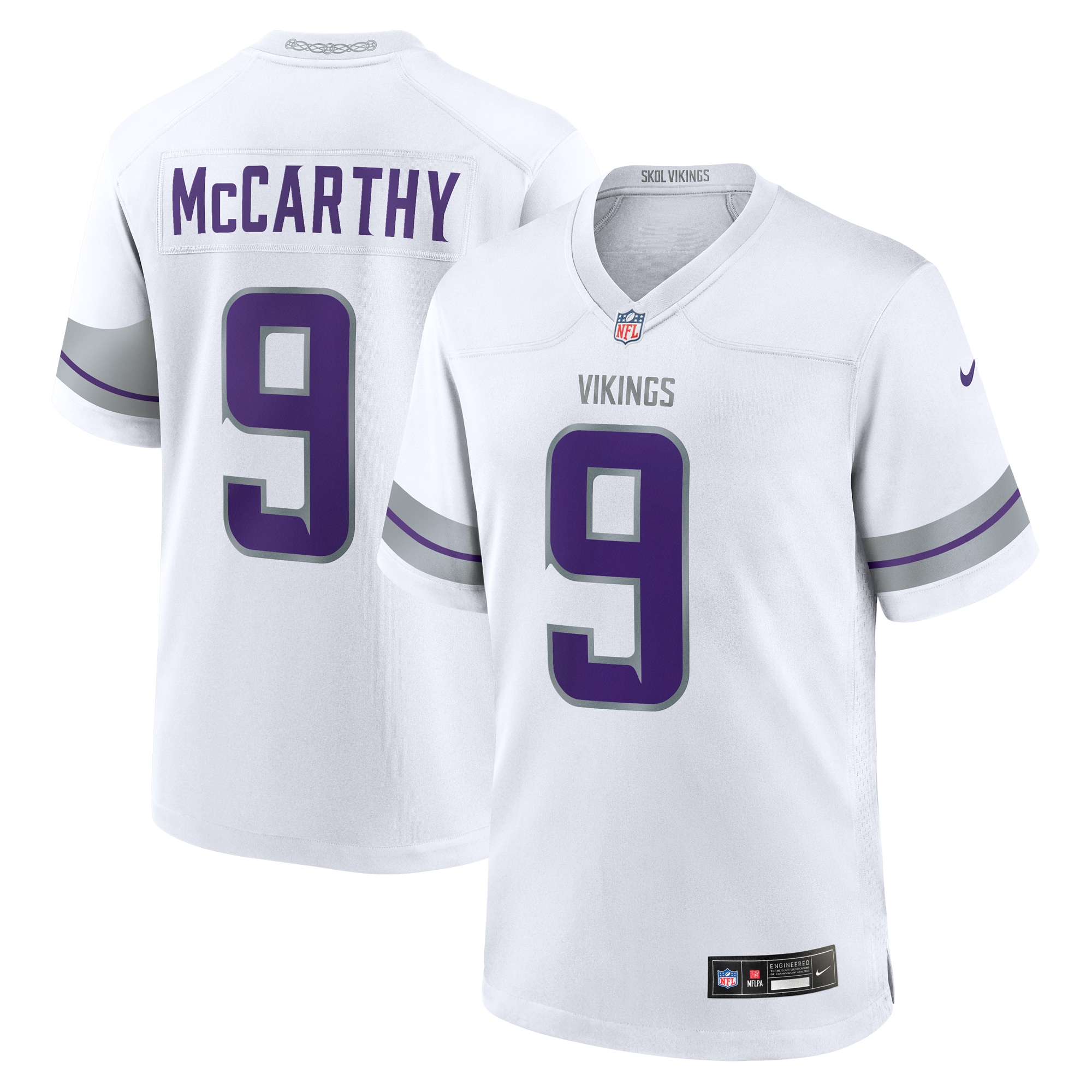 Men's Minnesota Vikings J.J. McCarthy White Alternate Game Player Jersey JS9431 Saliibo