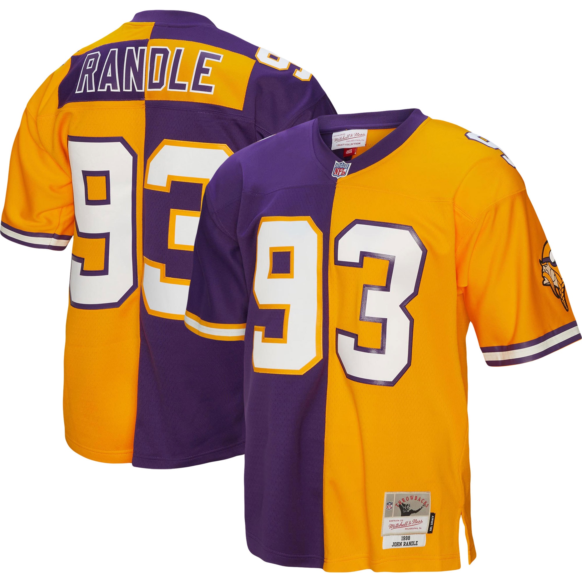 Men's Minnesota Vikings John Randle Mitchell & Ness Purple/Gold 1998 Split Legacy Jersey JS6068 Saliibo