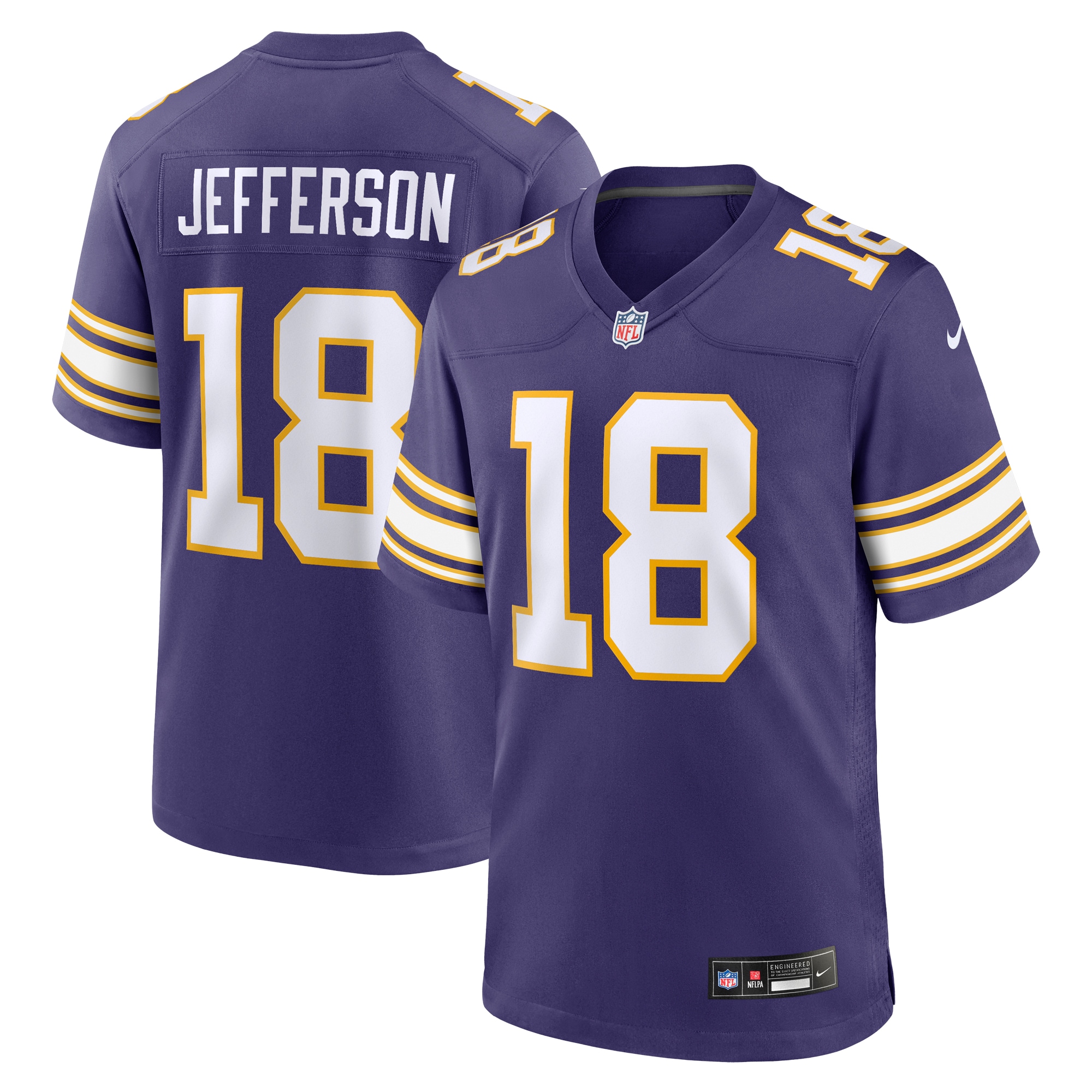 Men's Minnesota Vikings Justin Jefferson Purple Classic Player Game Jersey JS2633 Saliibo