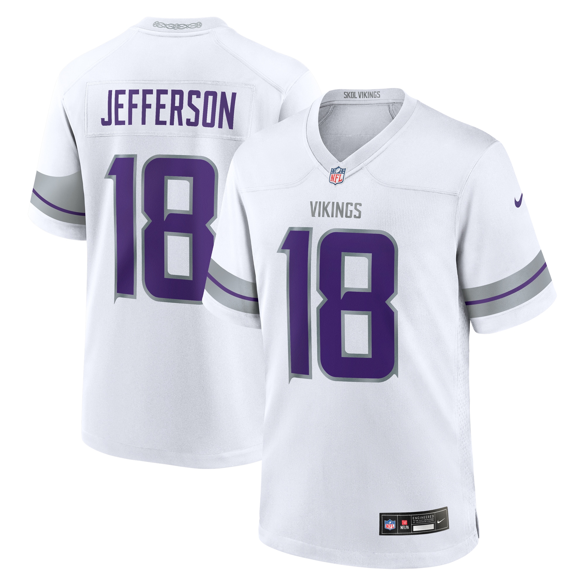 Men's Minnesota Vikings Justin Jefferson White Alternate Game Player Jersey JS7470 Saliibo