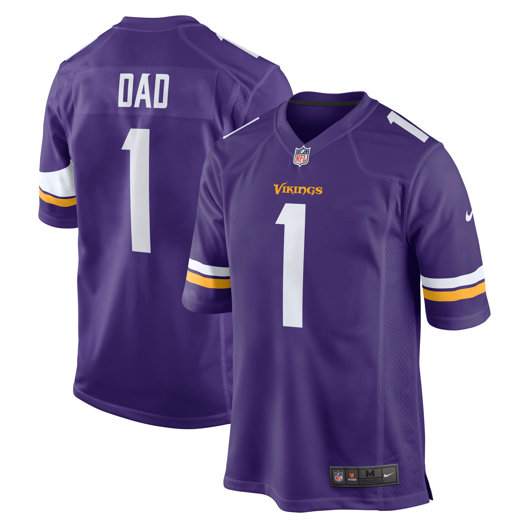 Men's Minnesota Vikings Number 1 Dad Purple Game Jersey JS1349 Saliibo