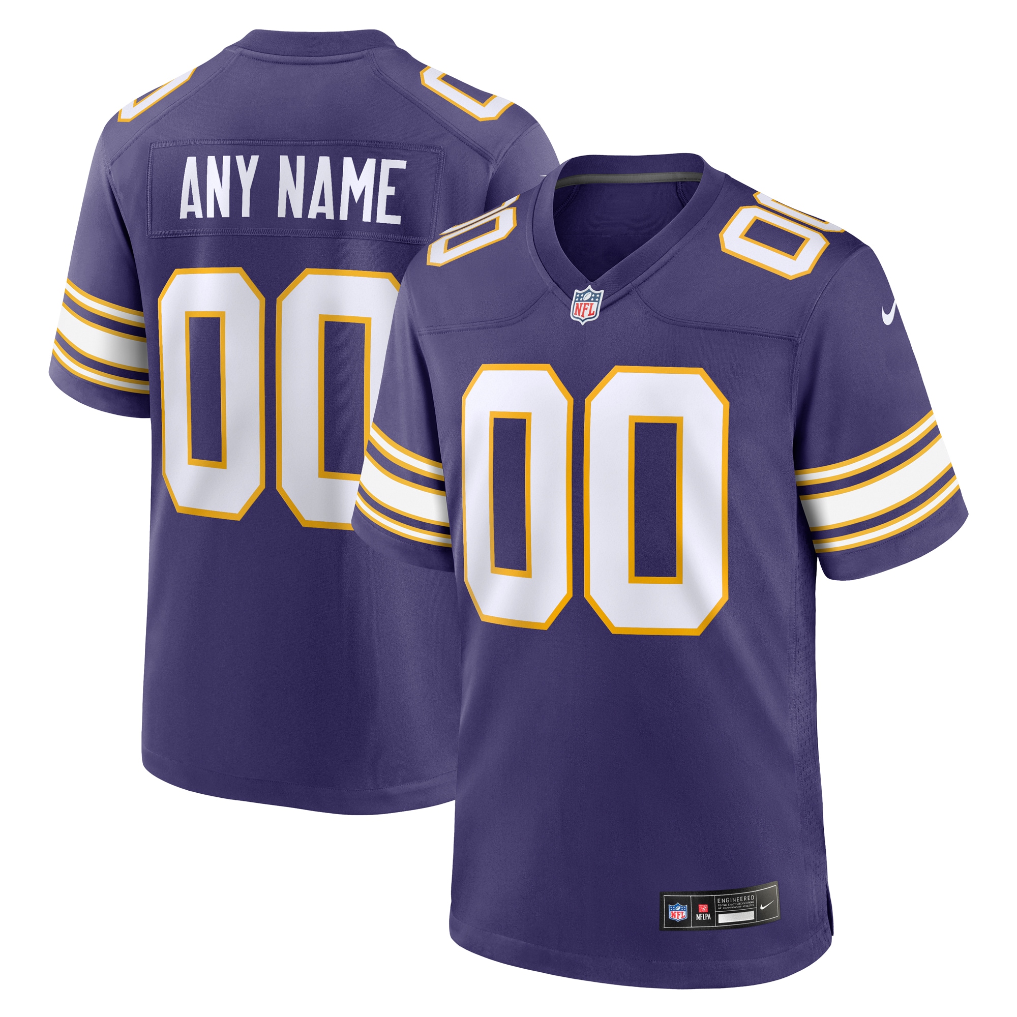 Men's Minnesota Vikings Purple Classic Custom Game Jersey JS9336 Saliibo