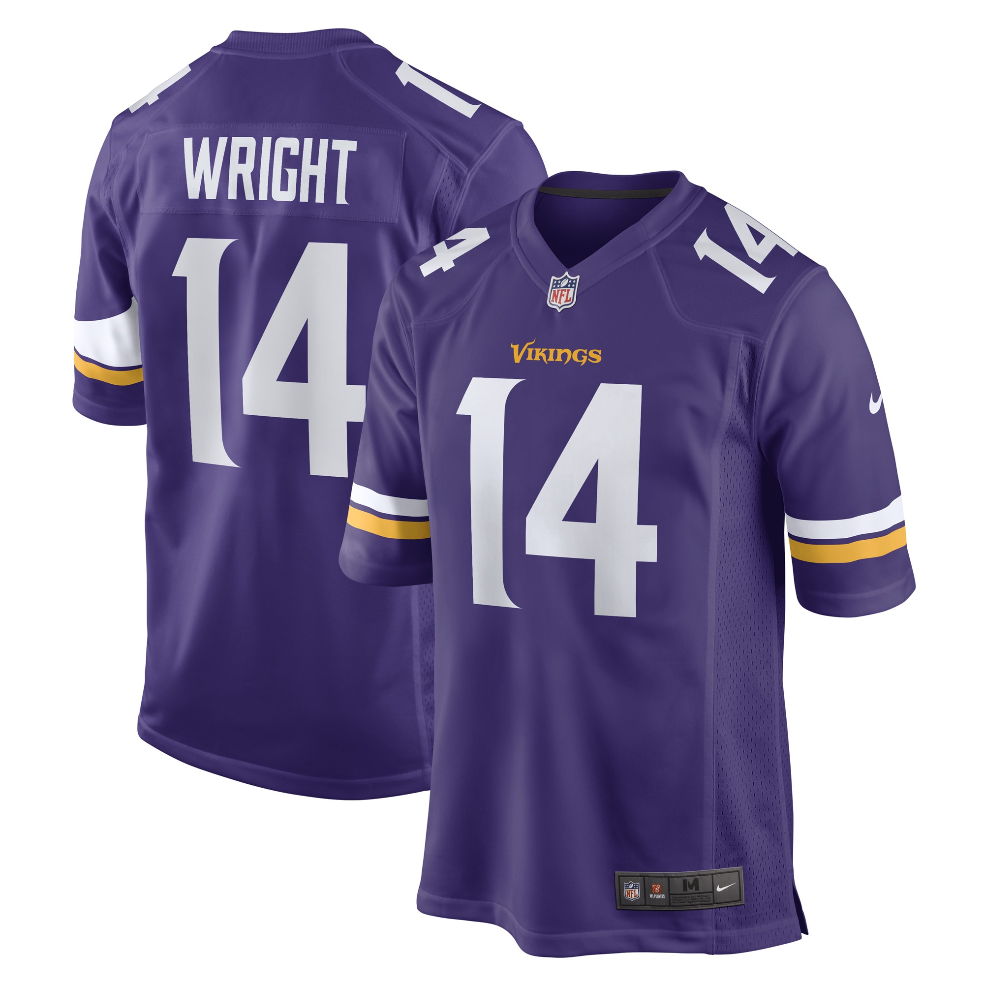 Men's Minnesota Vikings Ryan Wright Purple Game Player Jersey JS3814 Saliibo