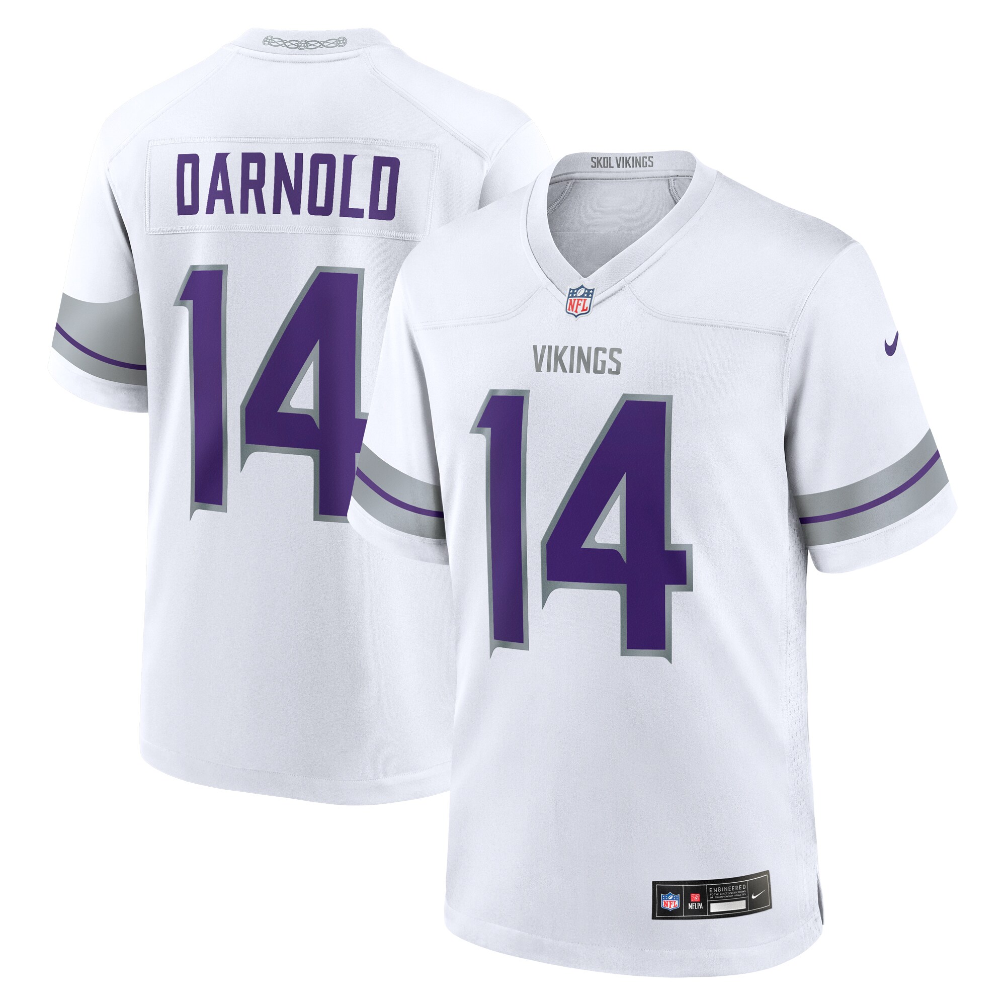 Men's Minnesota Vikings Sam Darnold White Alternate Game Player Jersey JS2345 Saliibo